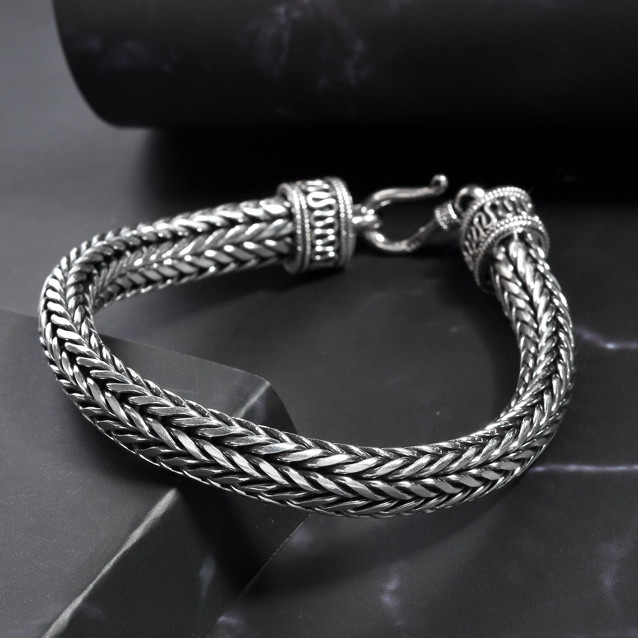 Heavy CHUNKY MENS Chain Bracelet Handmade 10 mm SNAKE Chain Solid 925 Sterling Silver - Inspiring Jewellery