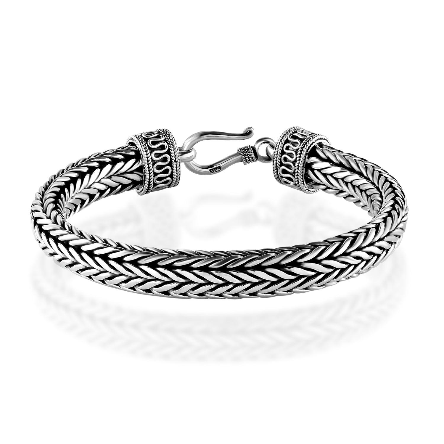 Heavy CHUNKY MENS Chain Bracelet Handmade 10 mm SNAKE Chain Solid 925 Sterling Silver - Inspiring Jewellery