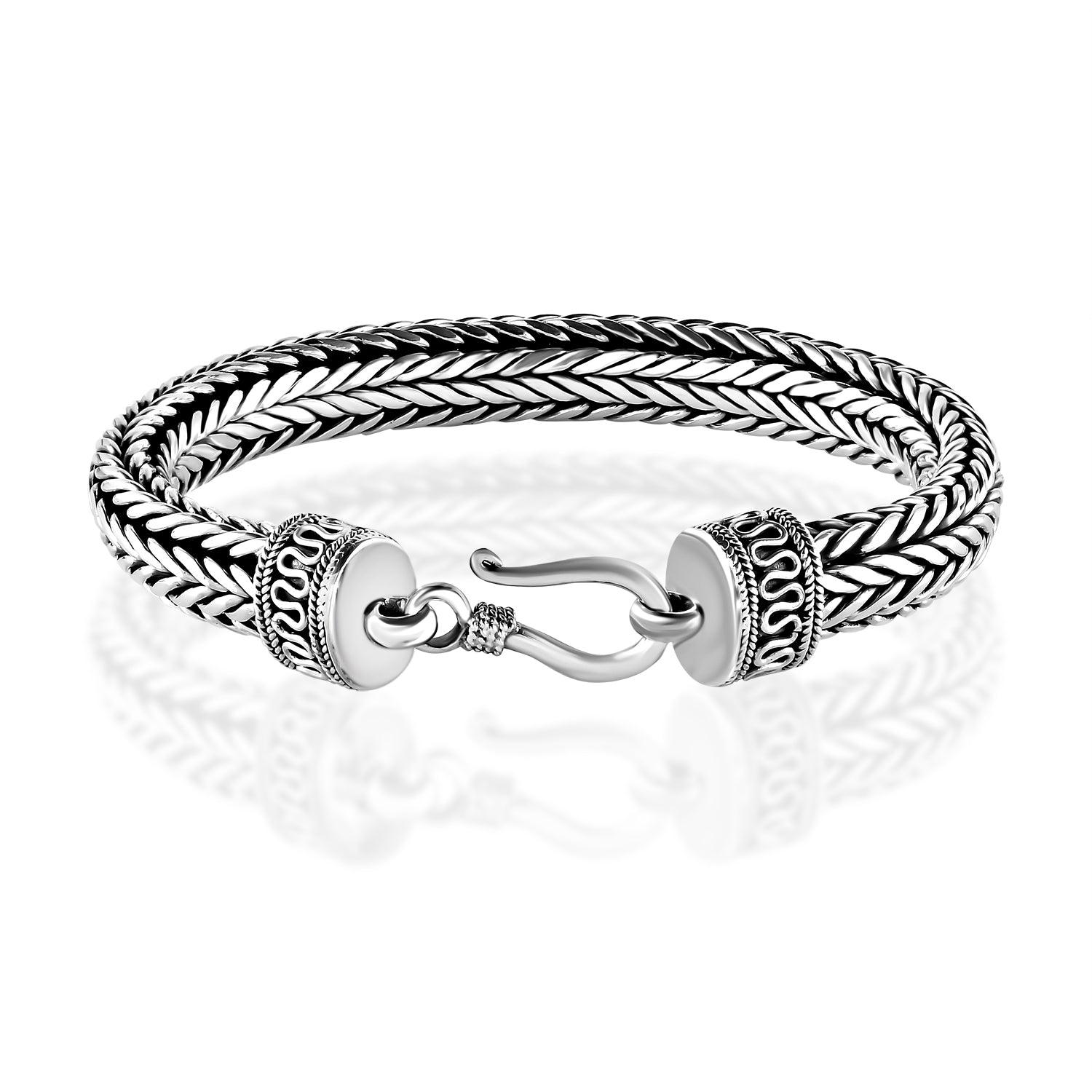 Heavy CHUNKY MENS Chain Bracelet Handmade 10 mm SNAKE Chain Solid 925 Sterling Silver - Inspiring Jewellery