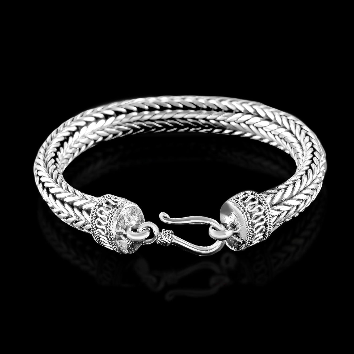 Heavy CHUNKY MENS Chain Bracelet Handmade 10 mm SNAKE Chain Solid 925 Sterling Silver - Inspiring Jewellery
