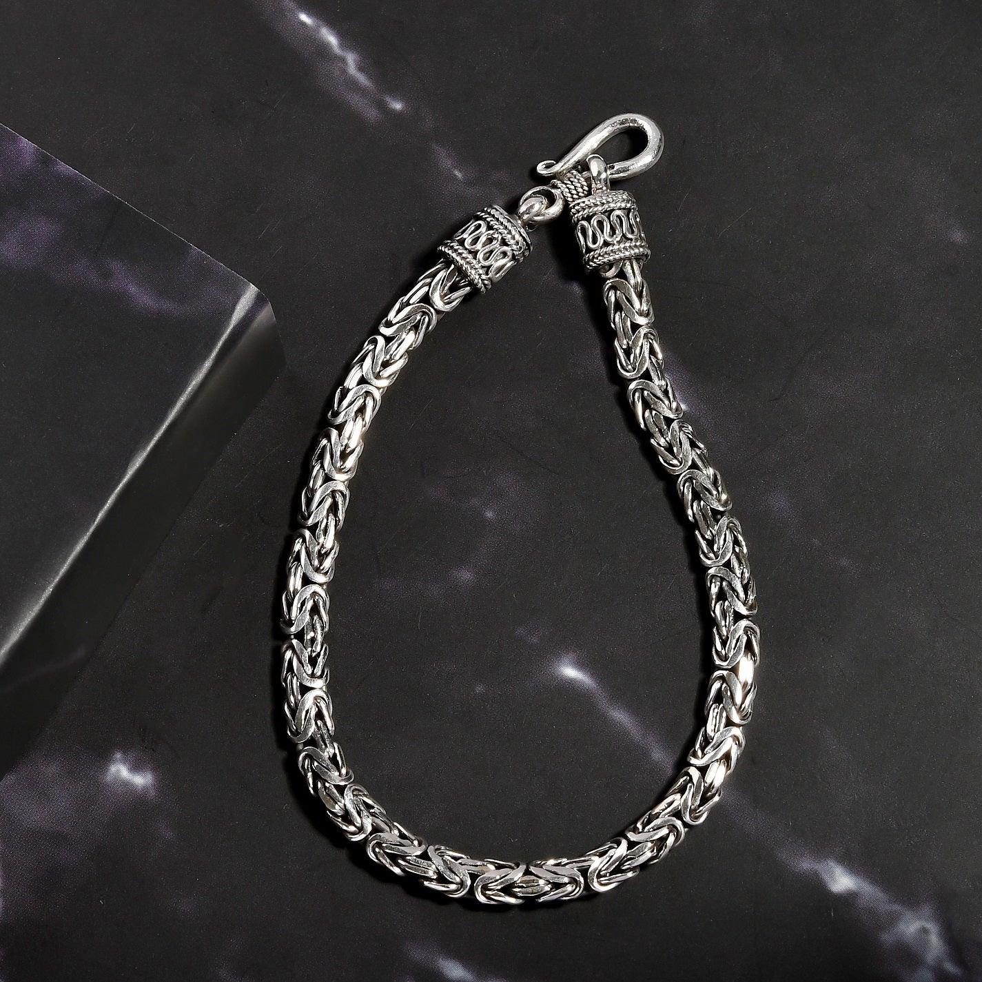 Bali Handmade 3 mm Solid 925 Sterling Silver Oxidized Byzantine Bracelet 7", 7.5", 8" - Inspiring Jewellery