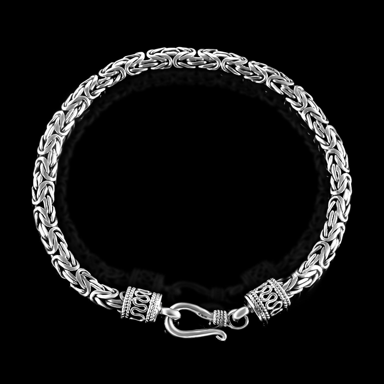 Bali Handmade 3 mm Solid 925 Sterling Silver Oxidized Byzantine Bracelet 7", 7.5", 8" - Inspiring Jewellery