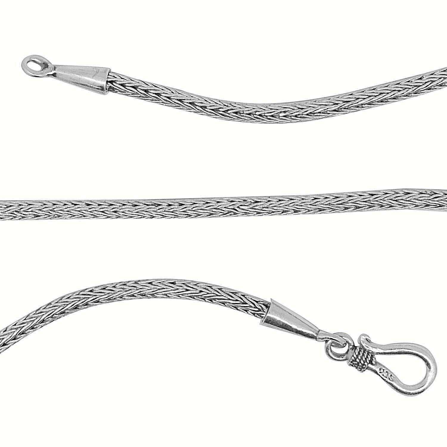 Handmade 2.5 mm Solid 925 Sterling Silver Bali Tulang Naga SNAKE ROUND Chain Necklace Oxidized 18, 20, 24 and 30 inches - Inspiring Jewellery