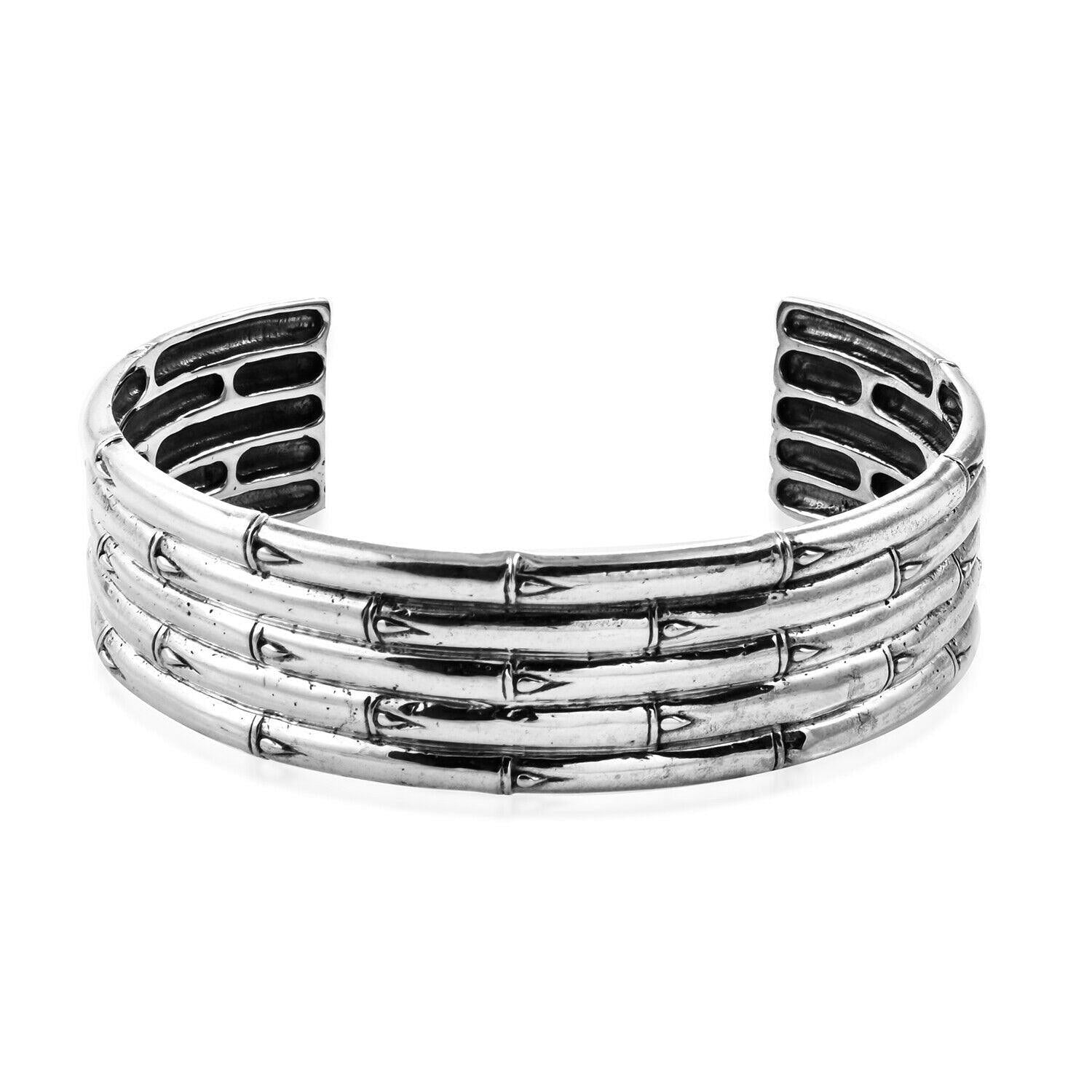 Balinese Sterling Silver BAMBOO Cuff Bangle Bracelet - Inspiring Jewellery