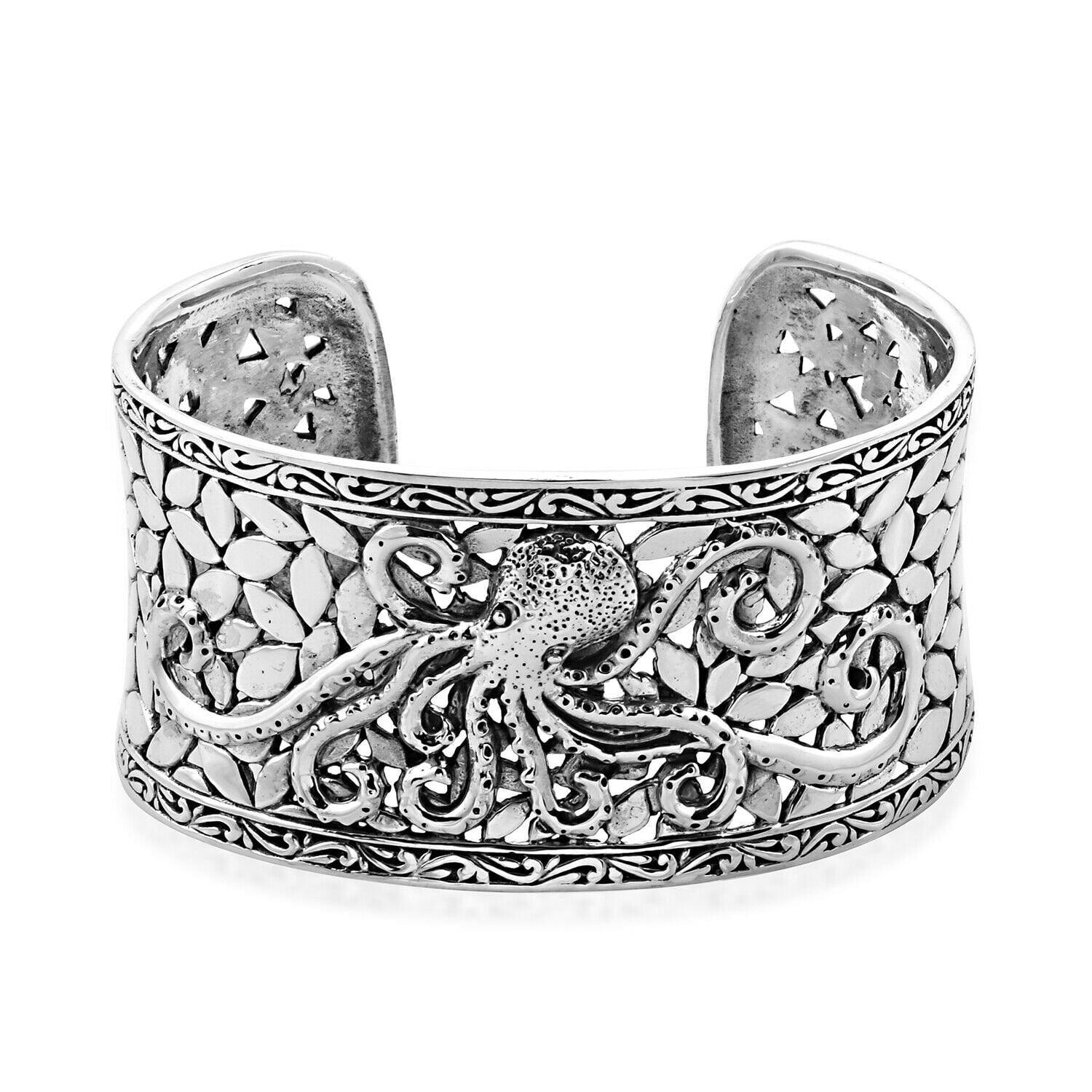Designer OCTOPUS Wide Cuff Bangle BRACELET in SOLID 925 Sterling Silver 67 Gams - Inspiring Jewellery
