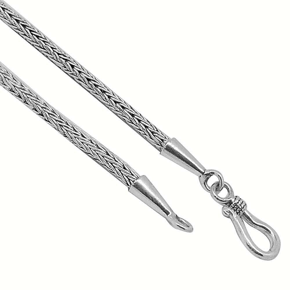 Handmade 2.5 mm Solid 925 Sterling Silver Bali Tulang Naga SNAKE ROUND Chain Necklace Oxidized 18, 20, 24 and 30 inches - Inspiring Jewellery