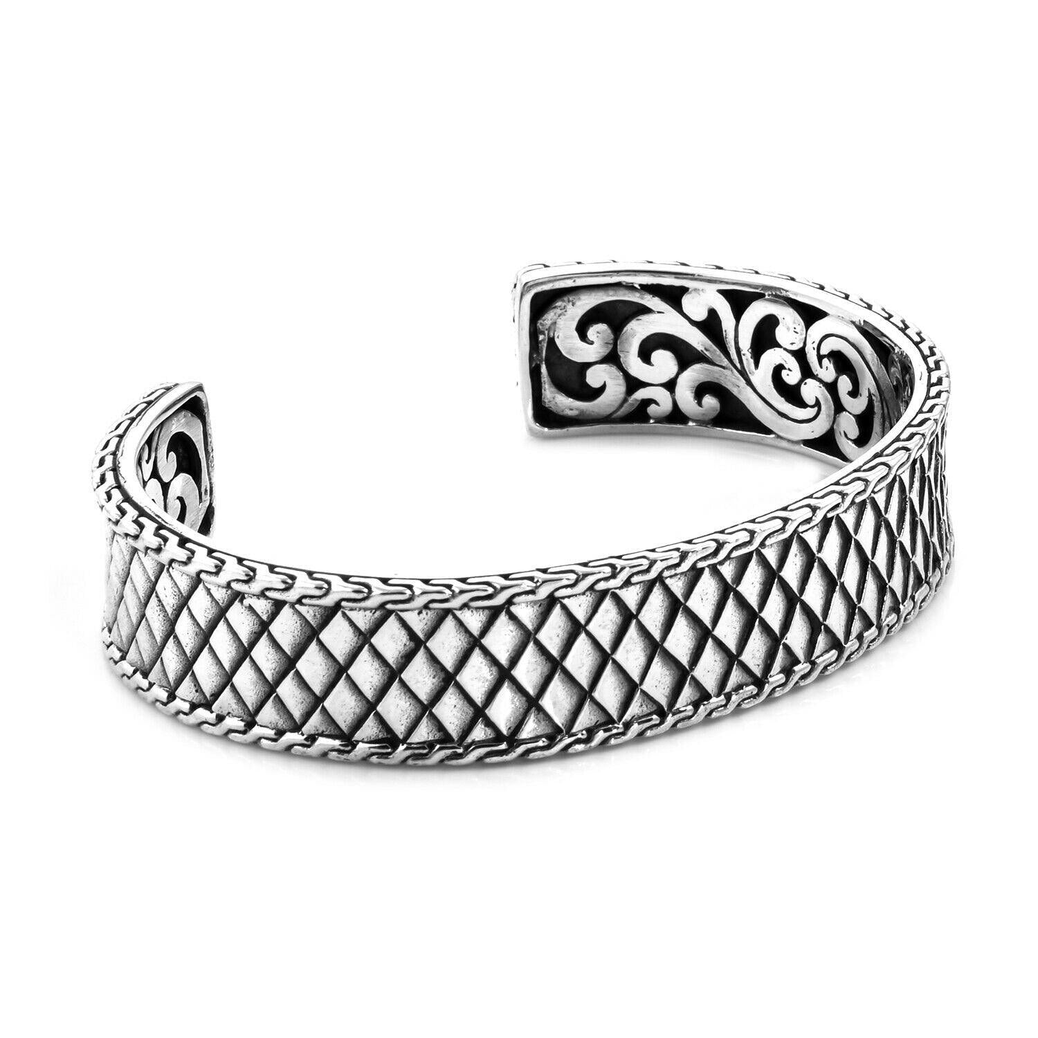 Balinese Sterling Silver Oxidised Cuff Bangle Bracelet - Inspiring Jewellery