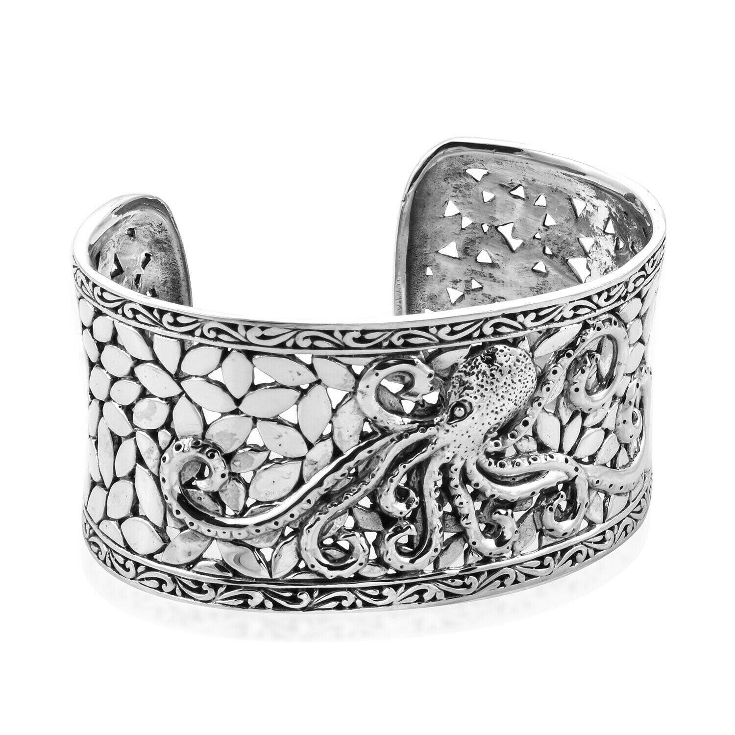 Designer OCTOPUS Wide Cuff Bangle BRACELET in SOLID 925 Sterling Silver 67 Gams - Inspiring Jewellery