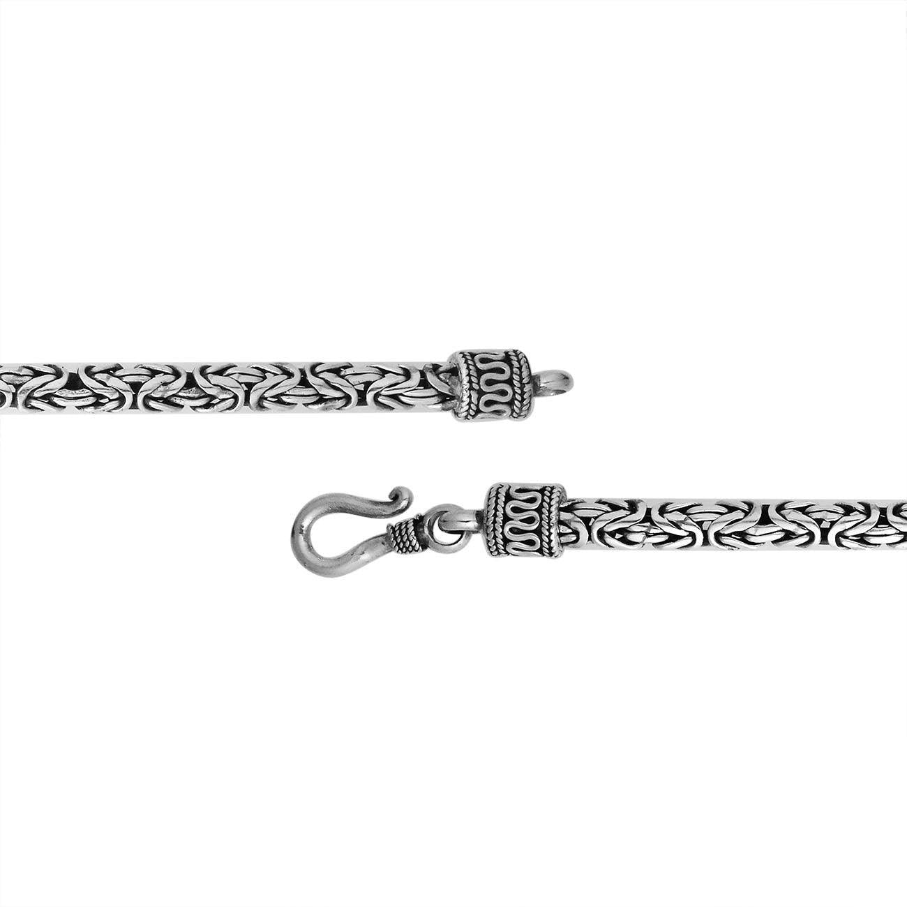 Bali Handmade 3 mm Solid 925 Sterling Silver Oxidized Byzantine Bracelet 7", 7.5", 8" - Inspiring Jewellery