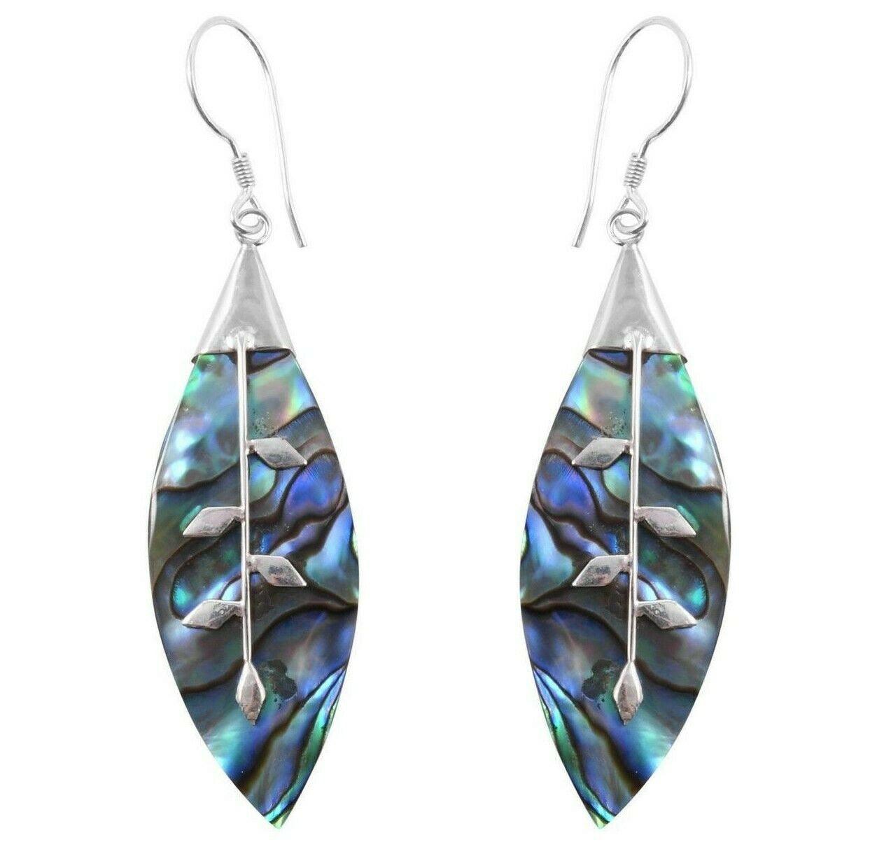 Sterling Silver ABALONE Shell LEAF Earring - Inspiring Jewellery