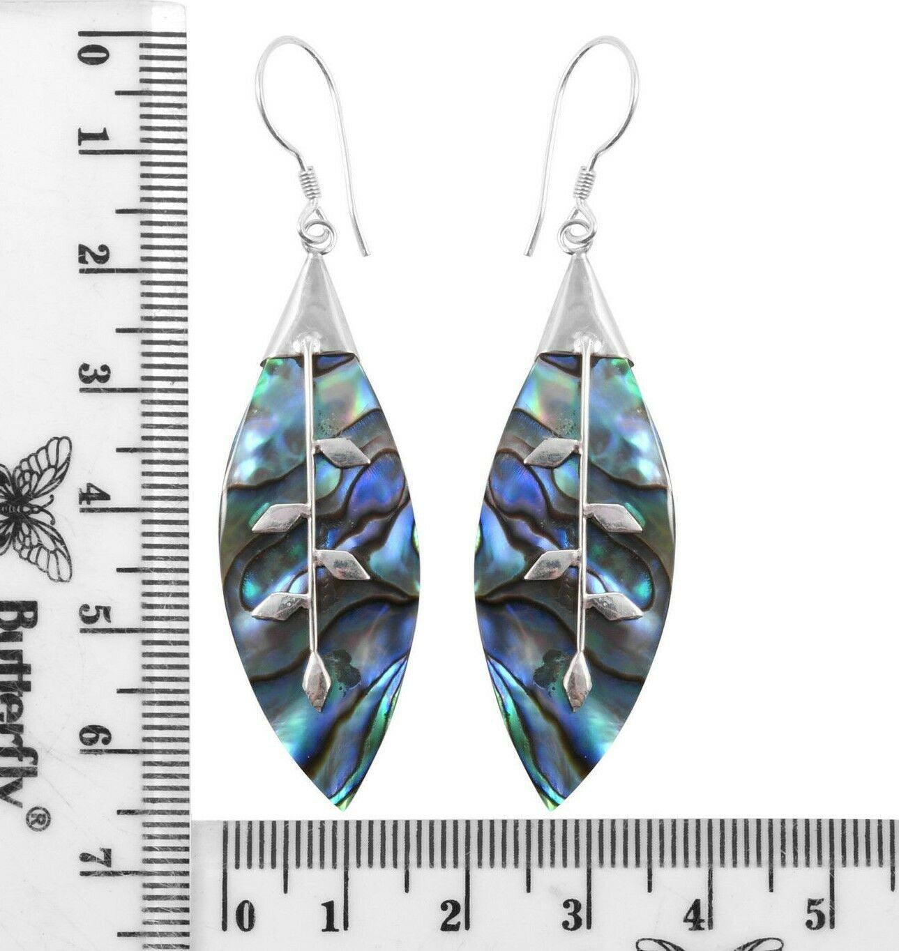 Sterling Silver ABALONE Shell LEAF Earring - Inspiring Jewellery