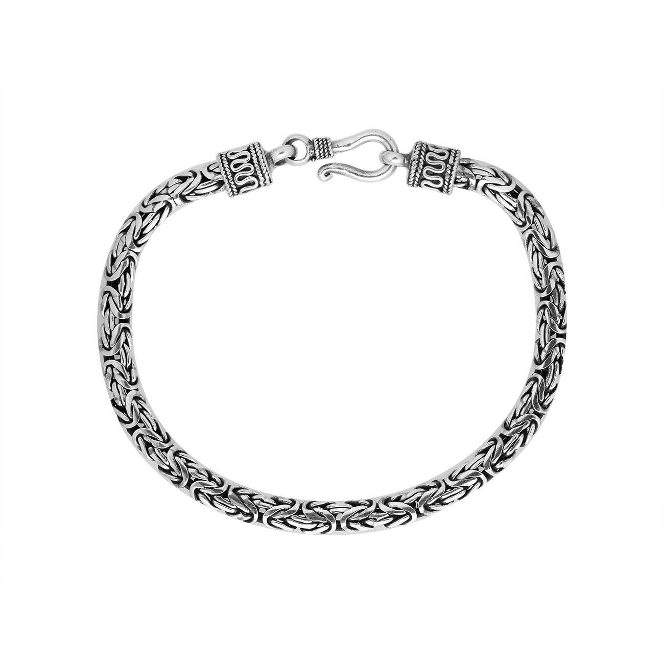 Bali Handmade 3 mm Solid 925 Sterling Silver Oxidized Byzantine Bracelet 7", 7.5", 8" - Inspiring Jewellery