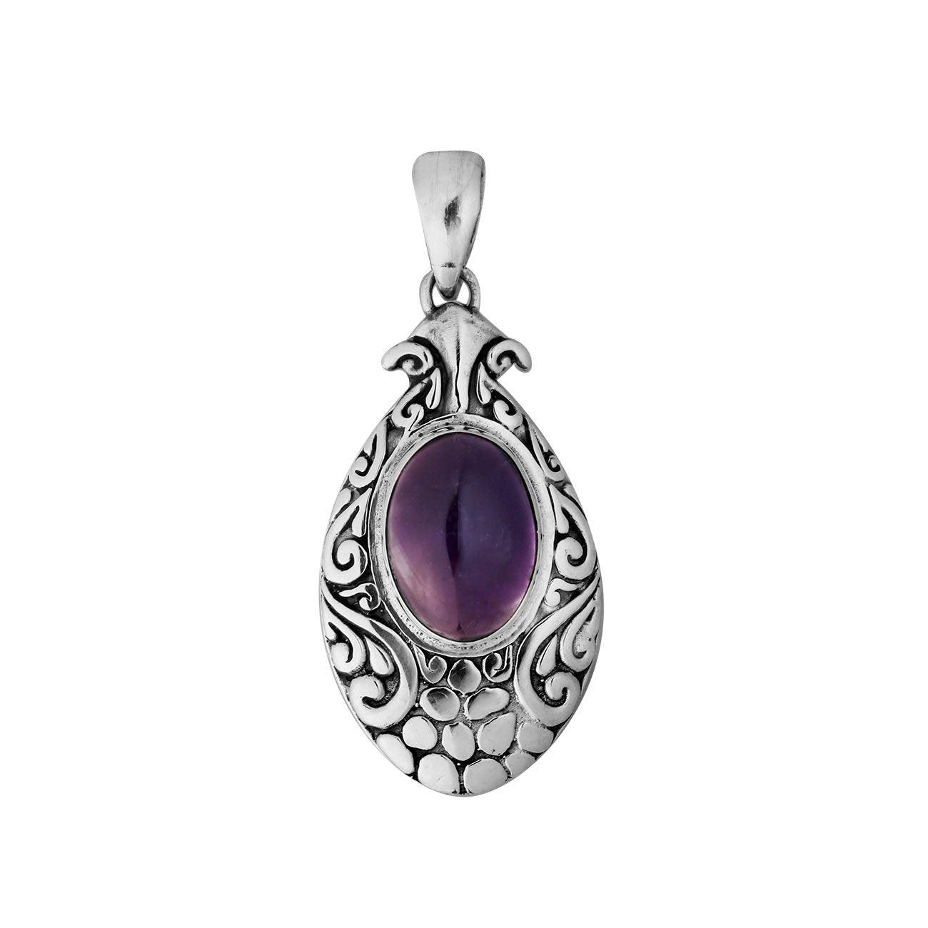 Designer Amethyst Gemstone Pendant in 925 Sterling Silver - Inspiring Jewellery