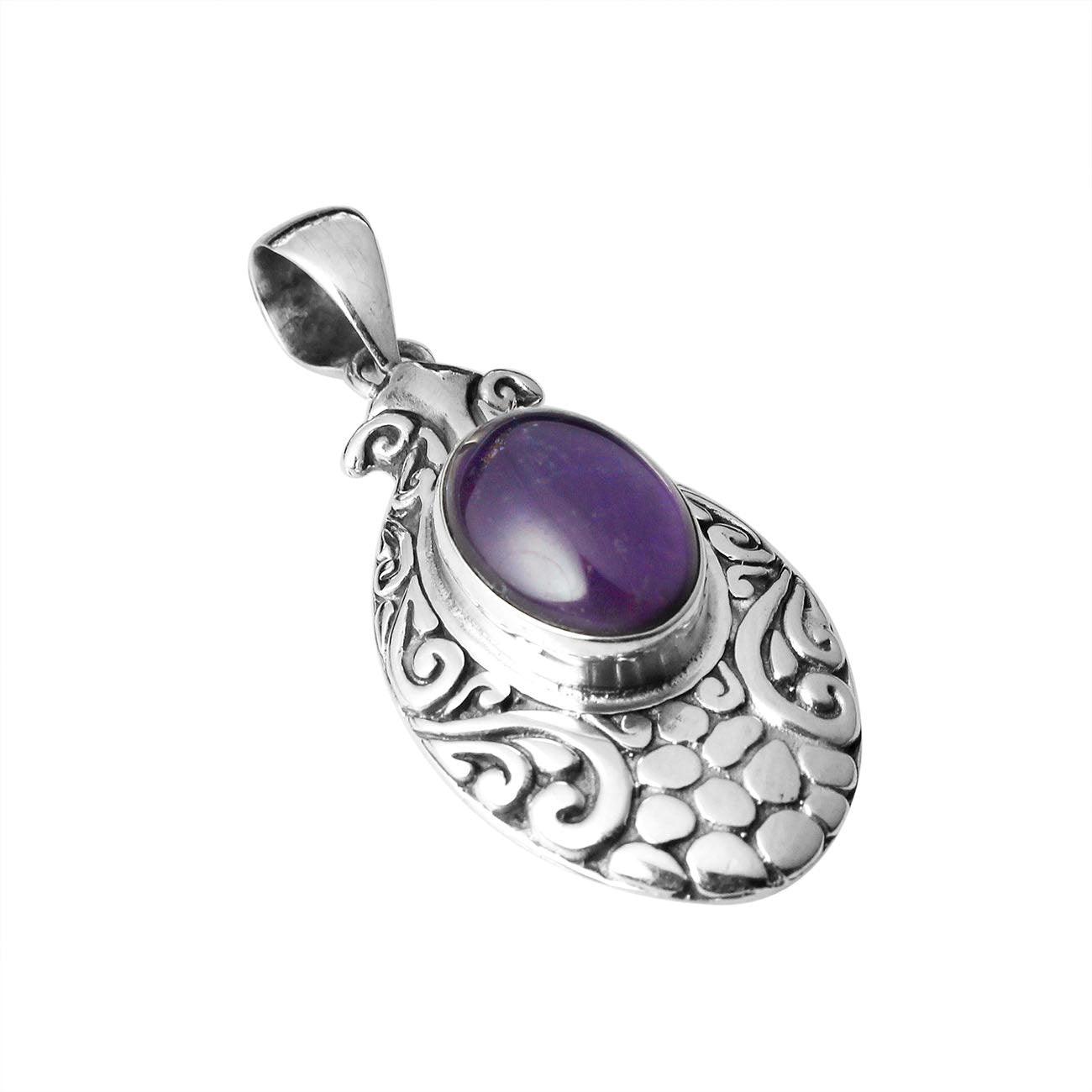 Designer Amethyst Gemstone Pendant in 925 Sterling Silver - Inspiring Jewellery