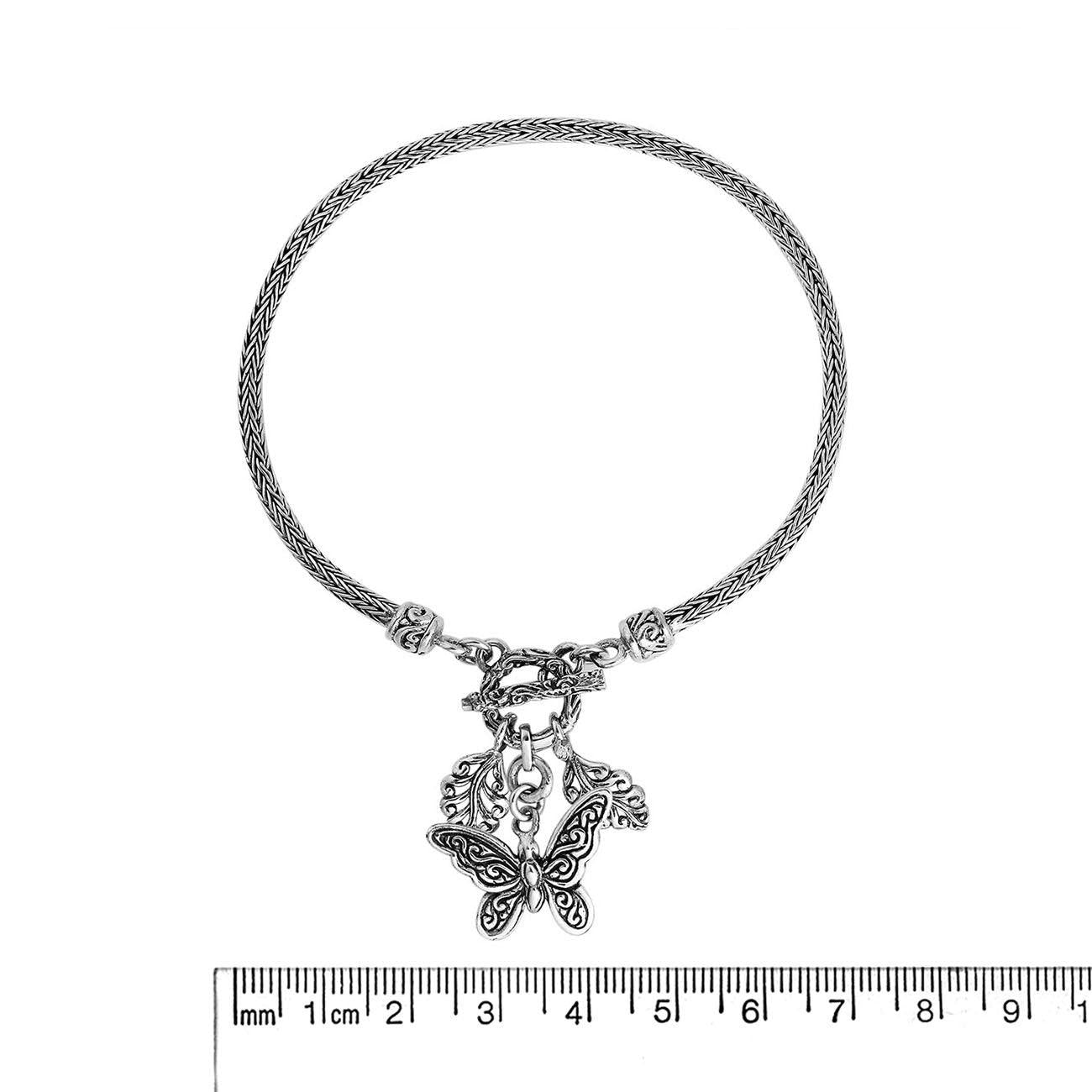 Sterling Silver Butterfly Charm Snake Chain bracelet - Inspiring Jewellery