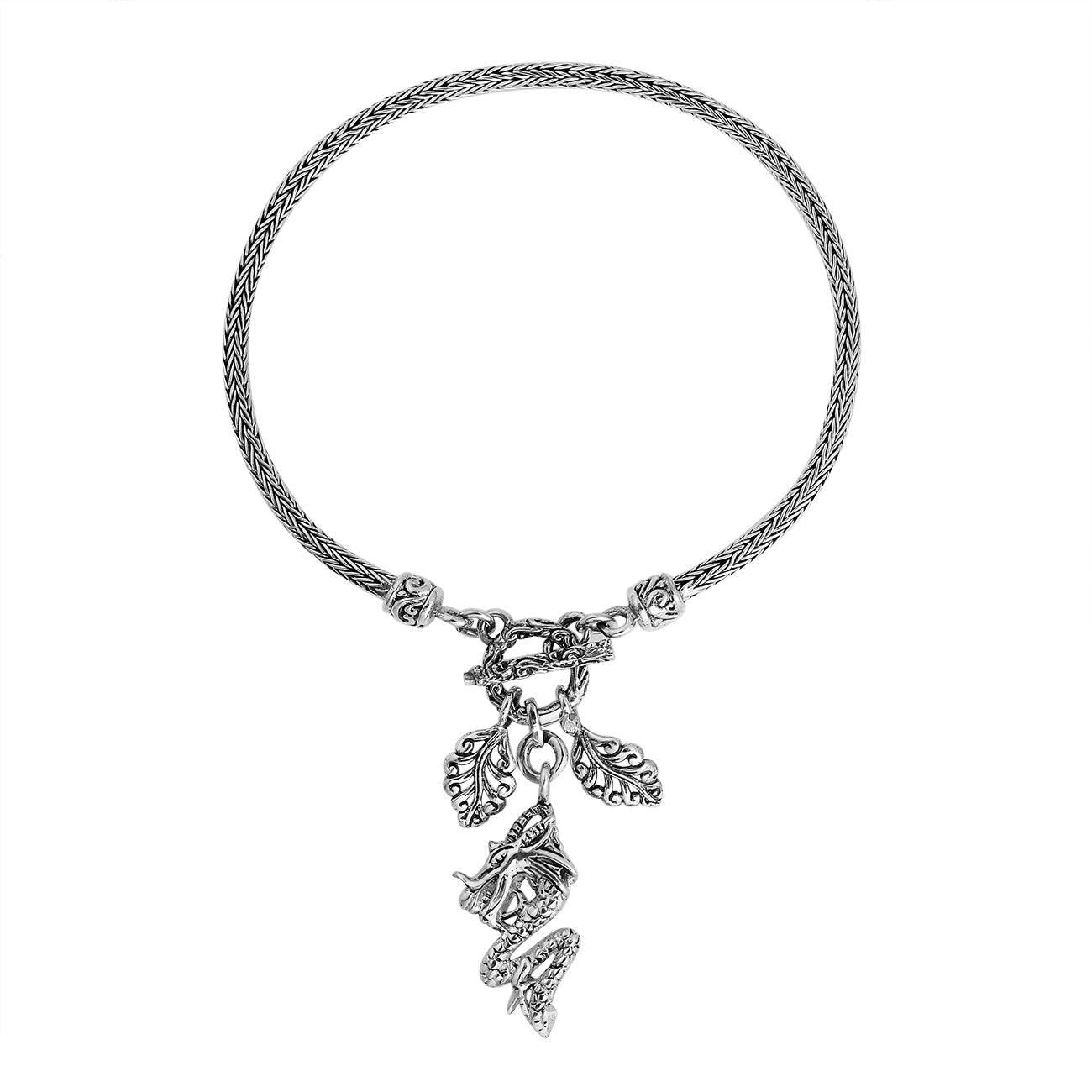 Dragon Charms Sterling Silver Snake Chain Bracelet - Inspiring Jewellery