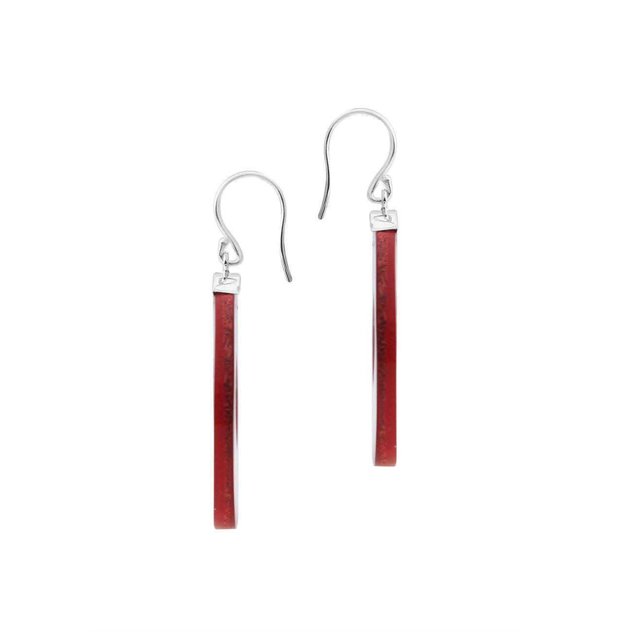 Sterling Silver RED CORAL Round Donut Earrings - Inspiring Jewellery