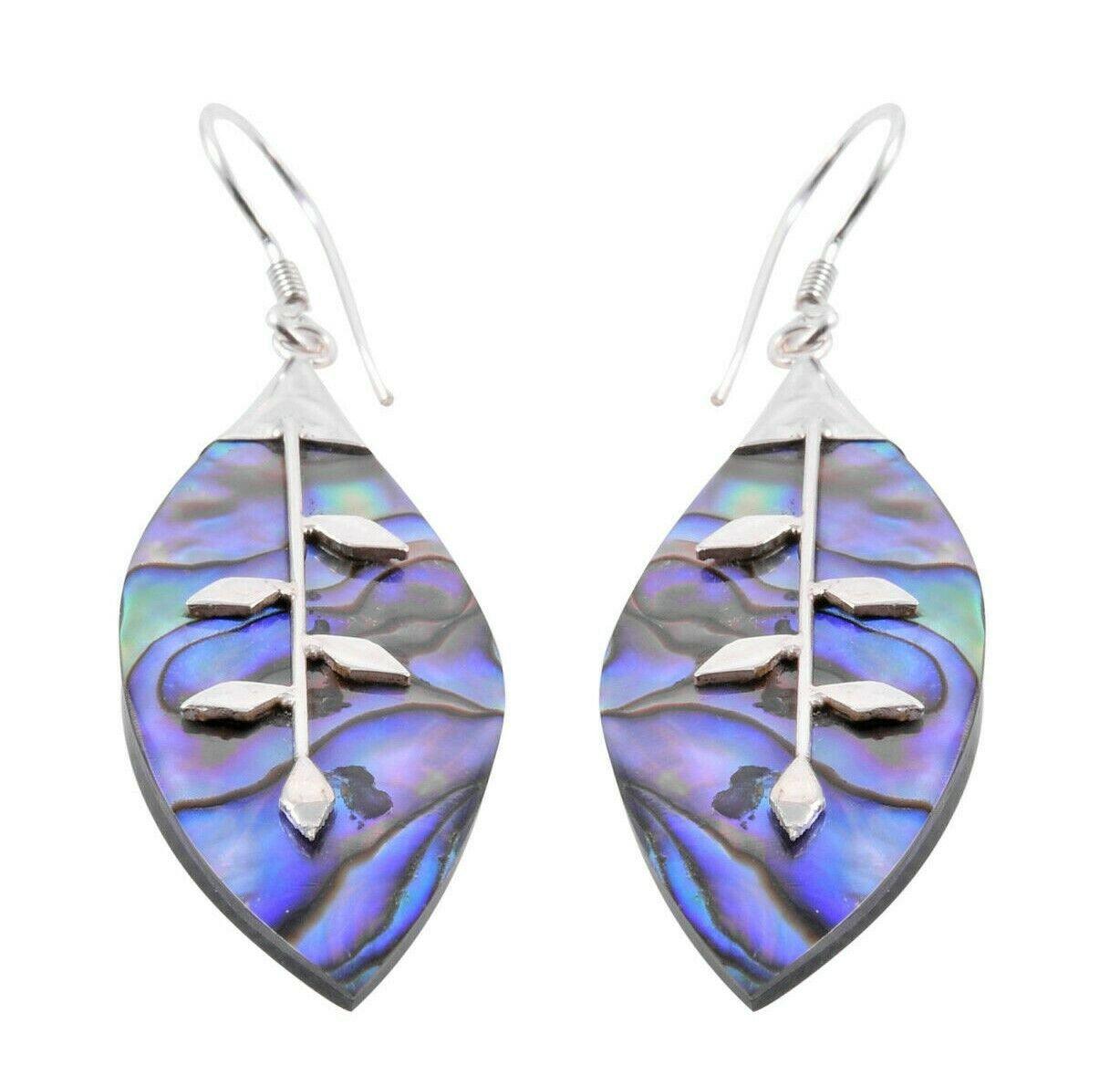 Sterling Silver ABALONE Shell LEAF Earring - Inspiring Jewellery