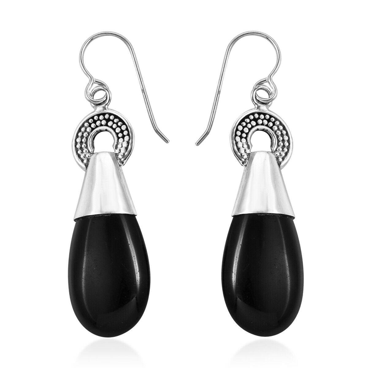 Sterling Silver Black ONYX Dangle Earrings - Inspiring Jewellery