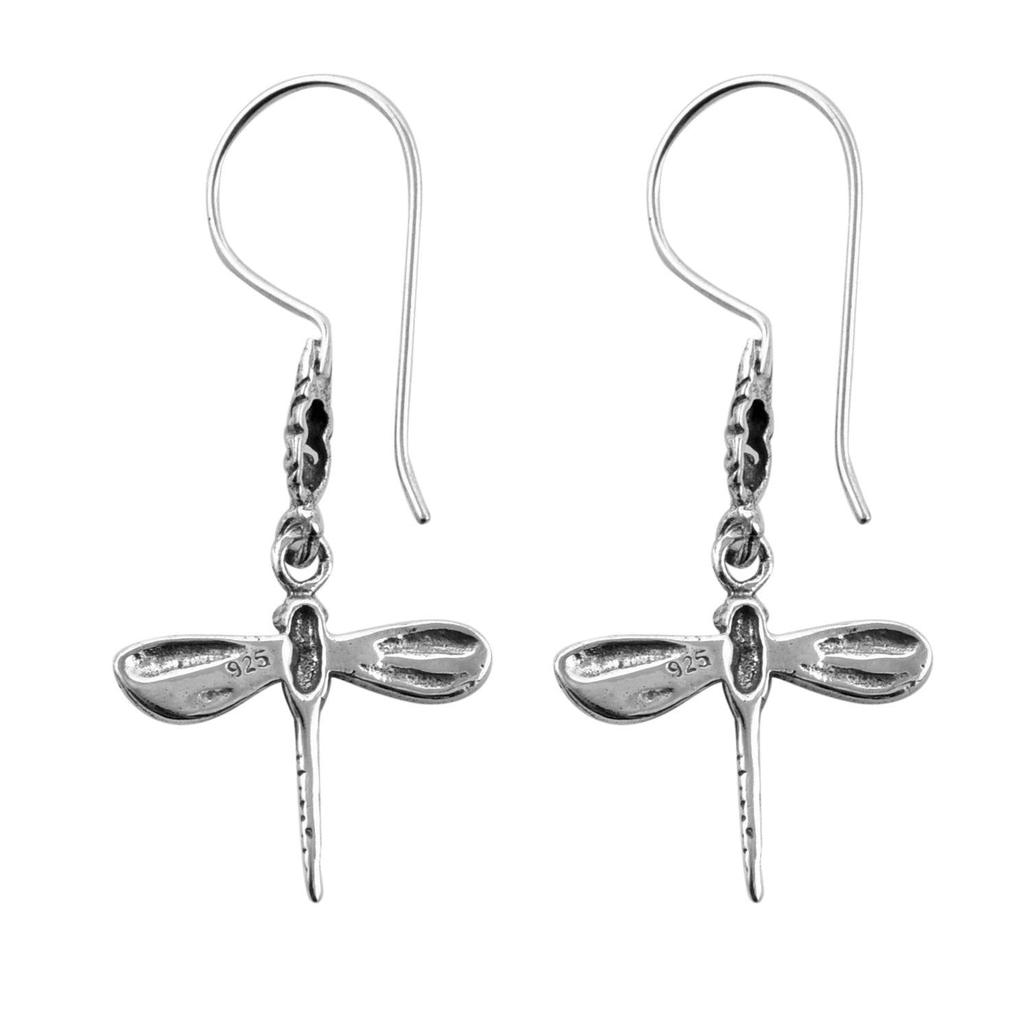 Cute Bali DRAGONFLY DANGLE Earrings in SOLID 925 Sterling Silver - Inspiring Jewellery