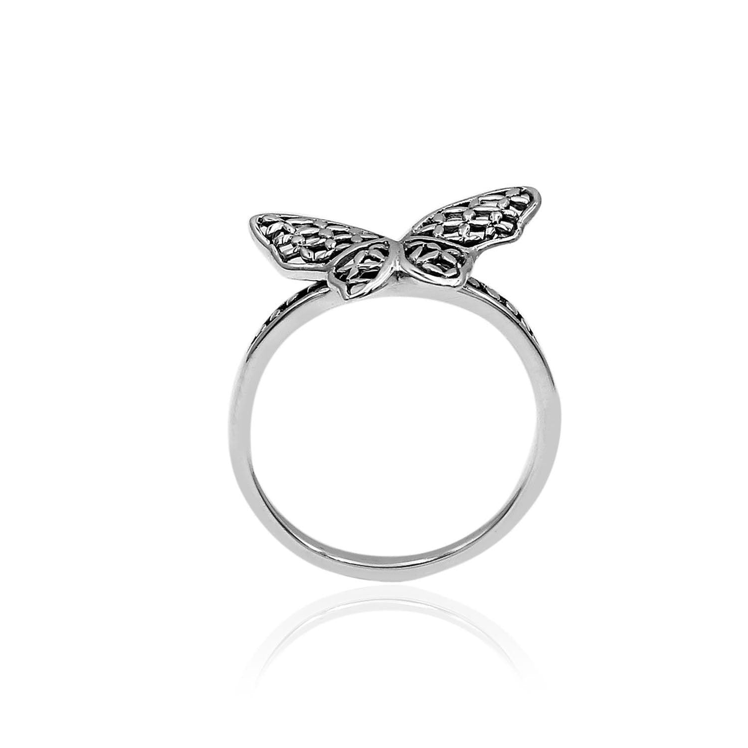 Handmade Butterfly Luck Hope Ring in 925 Sterling Silver Size L , M , N , O , P , Q - Inspiring Jewellery