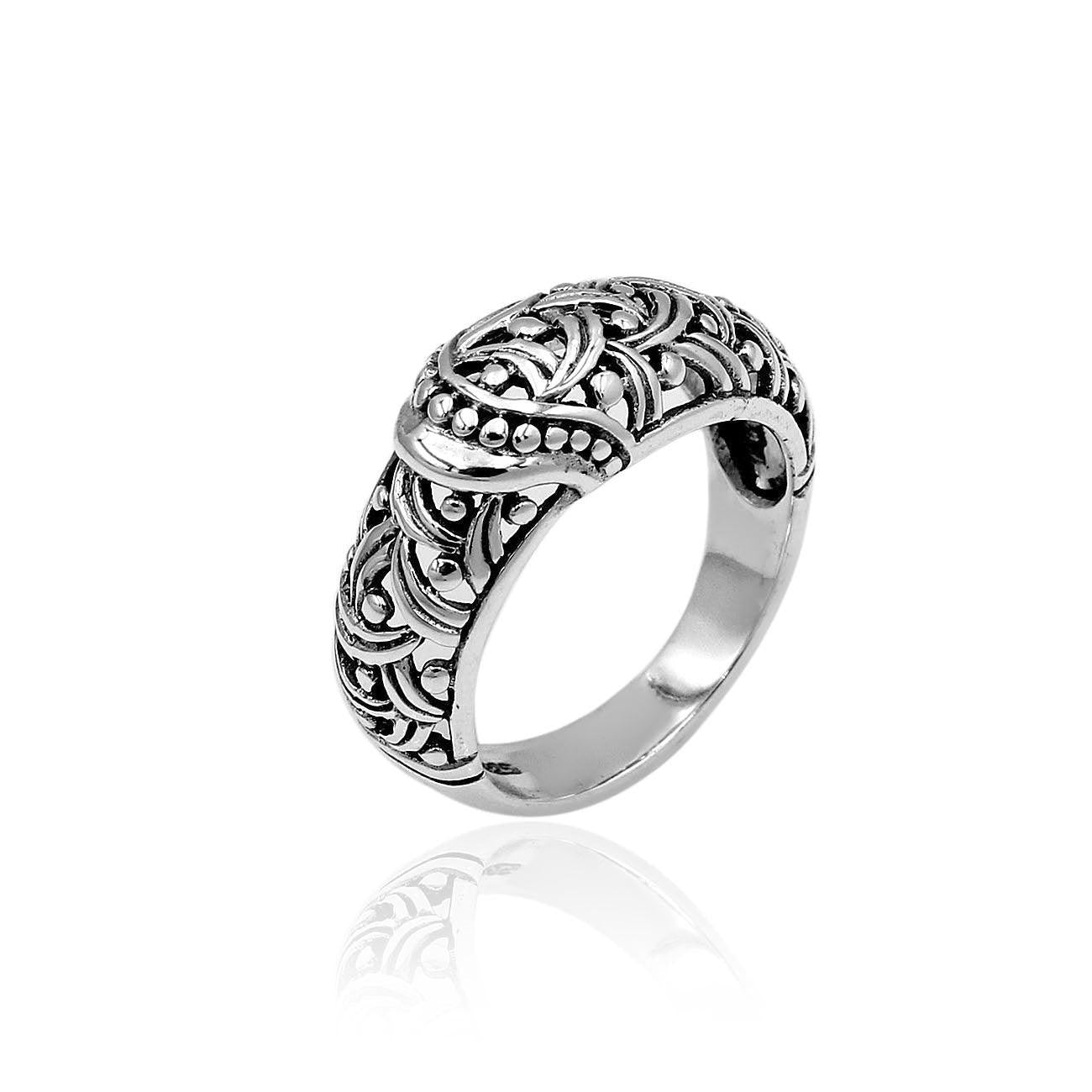 Designer Handmade BALI HEART Ring in 925 Sterling Silver Size L M