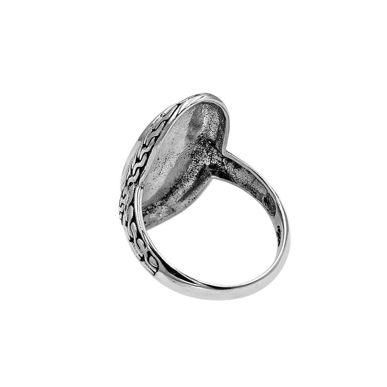 Handmade Abalone Shell Inlay Cocktail Ring in 925 Sterling Silver - Size L , M , N , O , P , Q - Inspiring Jewellery