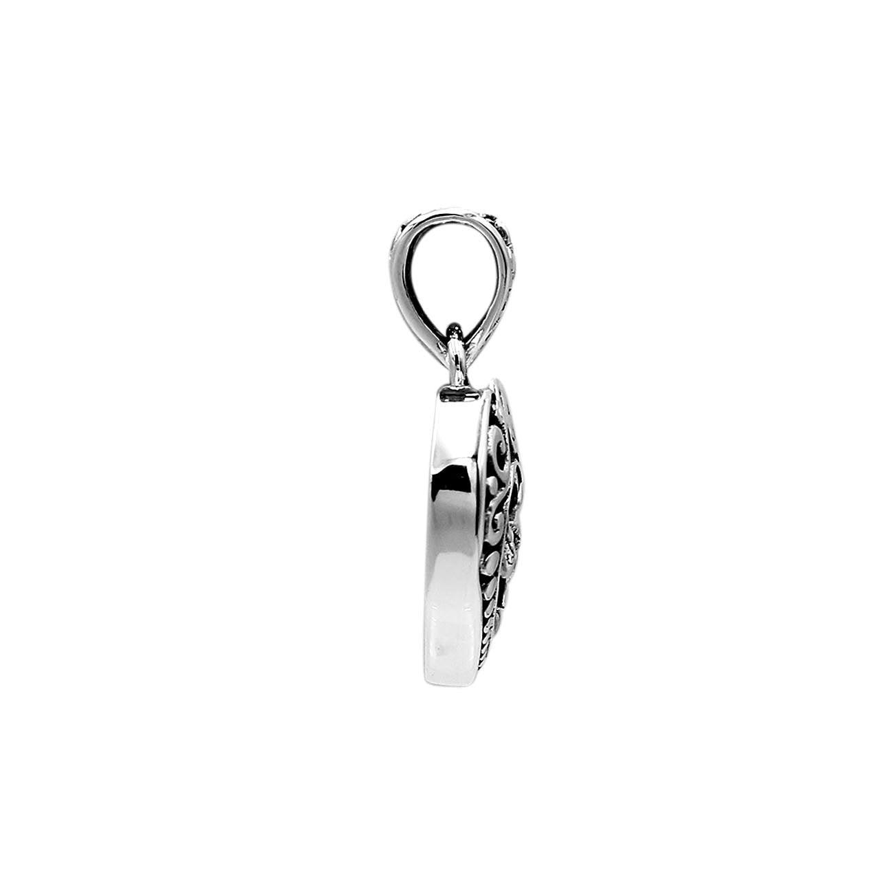 Handmade Floral HEART Charm Pendant Necklace in 925 Sterling Silver With Chain - 3.3 Cm - Inspiring Jewellery