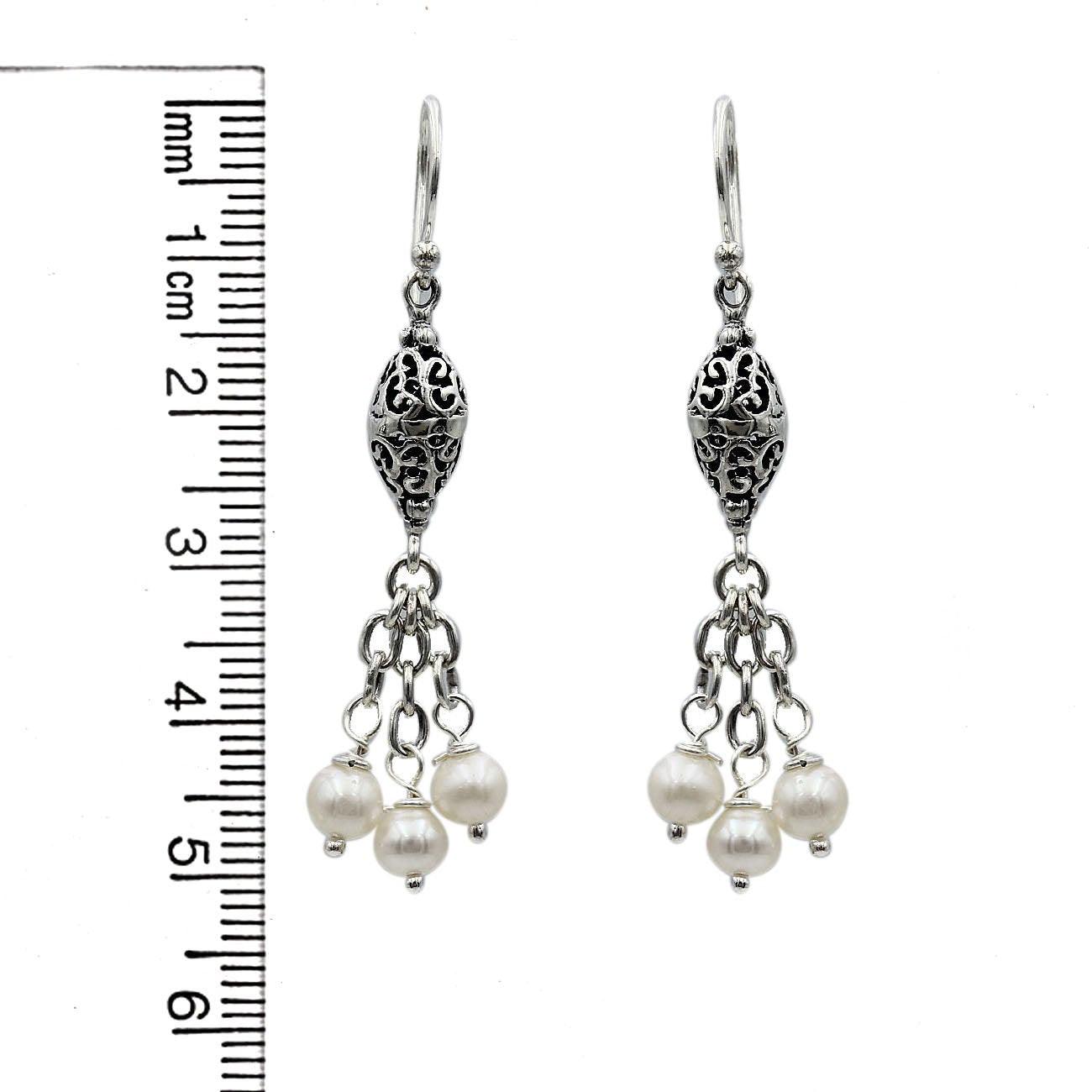 Handmade Fresh Water Pearl Large Dangle Drop Earrings in 925 Sterling Silver - 5 cm - Inspiring Jewellery