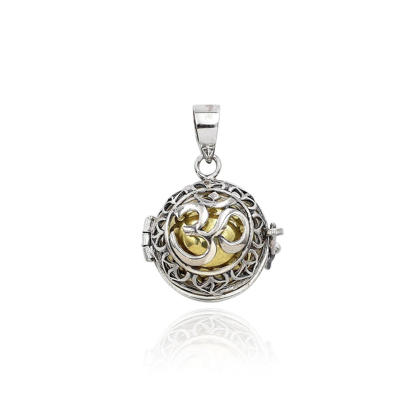 OM Meditation 925 Sterling Silver Harmony Ball Pendant Necklace with Chain - 3.0 Cm - Inspiring Jewellery