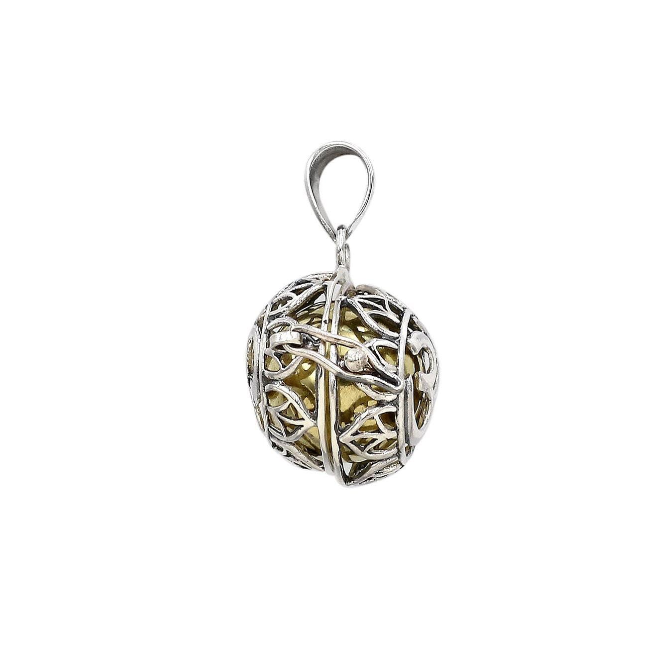 OM Meditation 925 Sterling Silver Harmony Ball Pendant Necklace with Chain - 3.0 Cm - Inspiring Jewellery