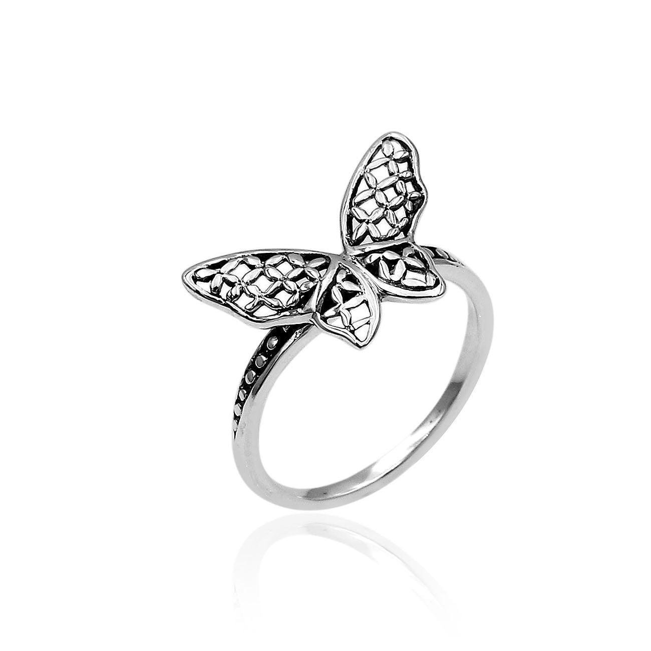 Handmade Butterfly Luck Hope Ring in 925 Sterling Silver Size L , M , N , O , P , Q - Inspiring Jewellery