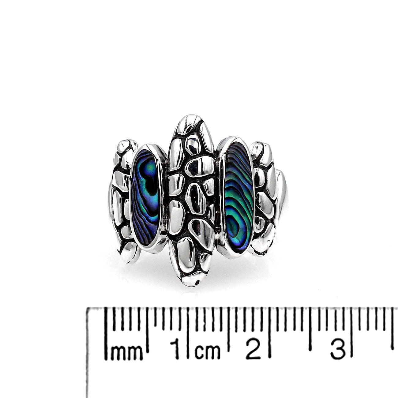 Bali Abalone Shell Inlay Cobblestone Cocktail Ring in 925 Sterling Silver - Size L , M , N , O , P , Q - Inspiring Jewellery