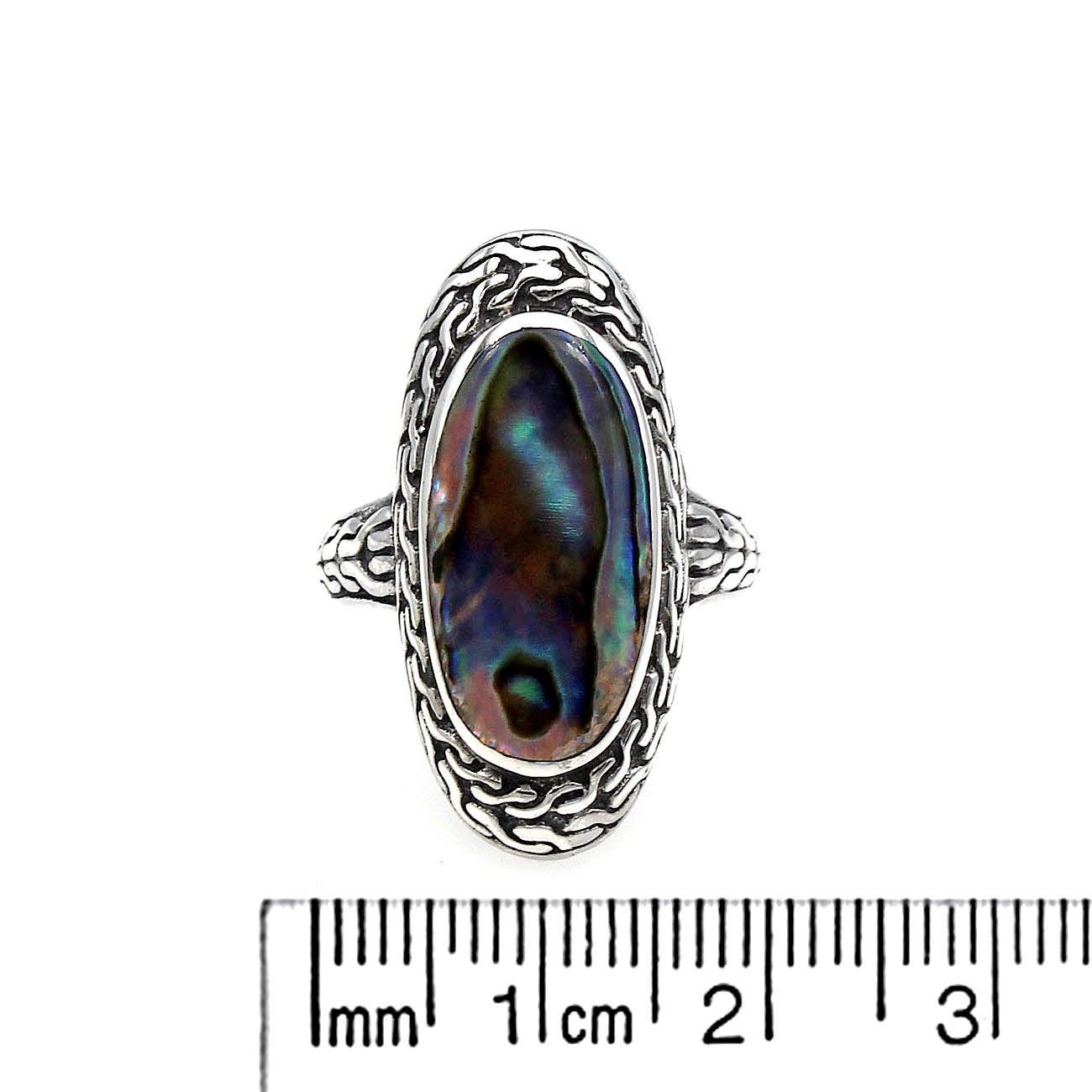 Handmade Abalone Shell Inlay Cocktail Ring in 925 Sterling Silver - Size L , M , N , O , P , Q - Inspiring Jewellery