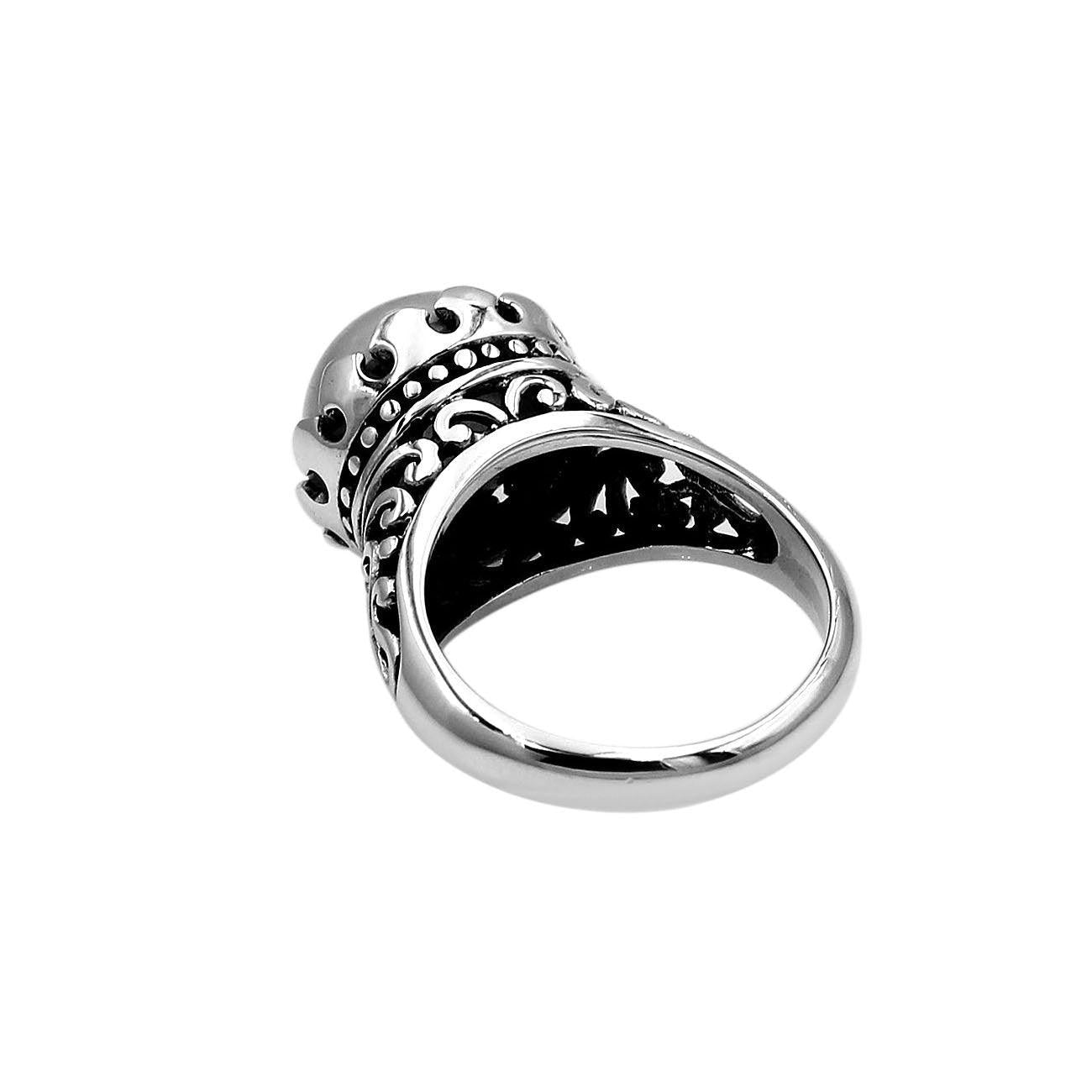 Handmade Victorian Mabe Fresh Water Pearl Cocktail Ring in 925 Sterling Silver - Size L , M , N , O , P , Q - Inspiring Jewellery