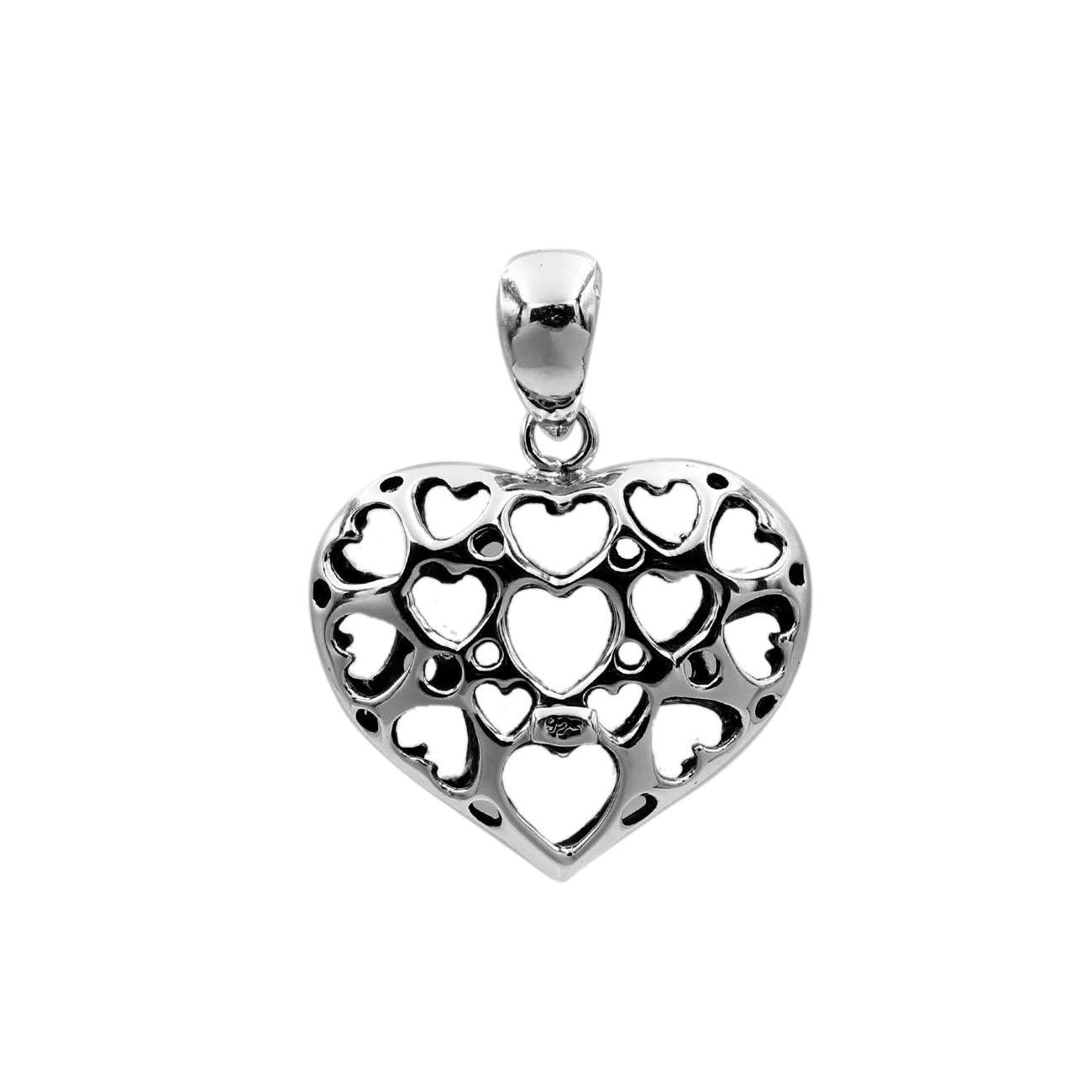 Handmade HEART Charm Pendant Necklace in 925 Sterling Silver With Chain - 3.0 Cm - Inspiring Jewellery