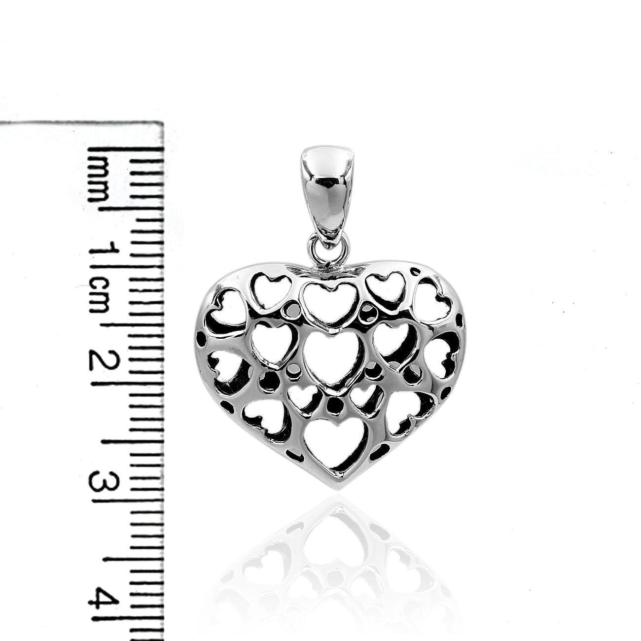 Handmade HEART Charm Pendant Necklace in 925 Sterling Silver With Chain - 3.0 Cm - Inspiring Jewellery