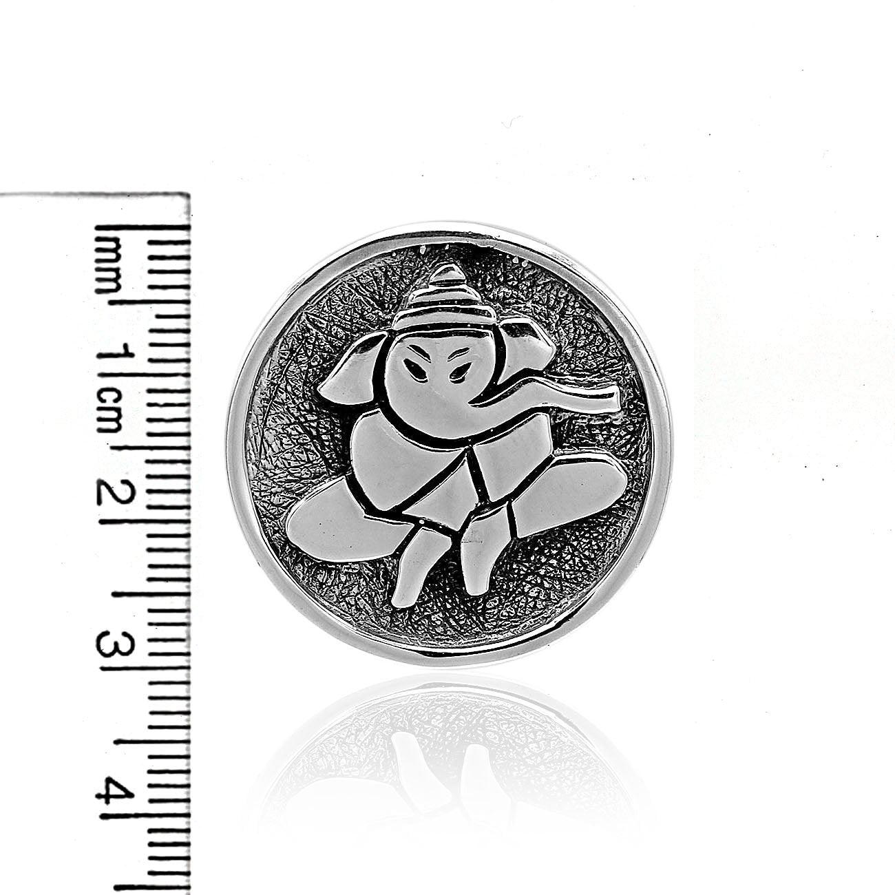 Ganesha Elephant God CIRCLE Pendant Necklace in 925 Sterling Silver with Chain 7 Gms - Inspiring Jewellery