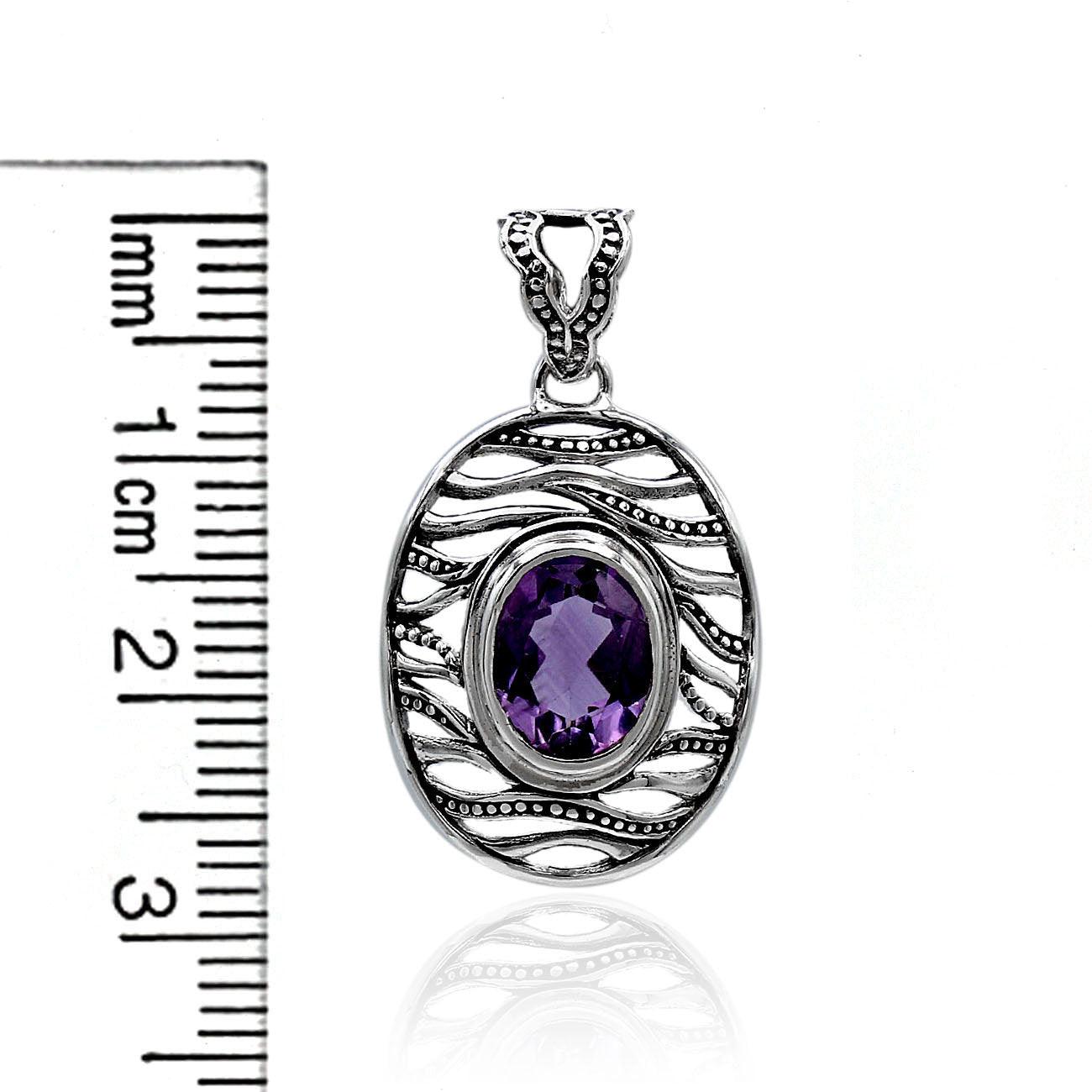 Designer AMETHYST Gemstone Pendant Necklace in 925 Sterling Silver with Chain - 2.8Cm - Inspiring Jewellery