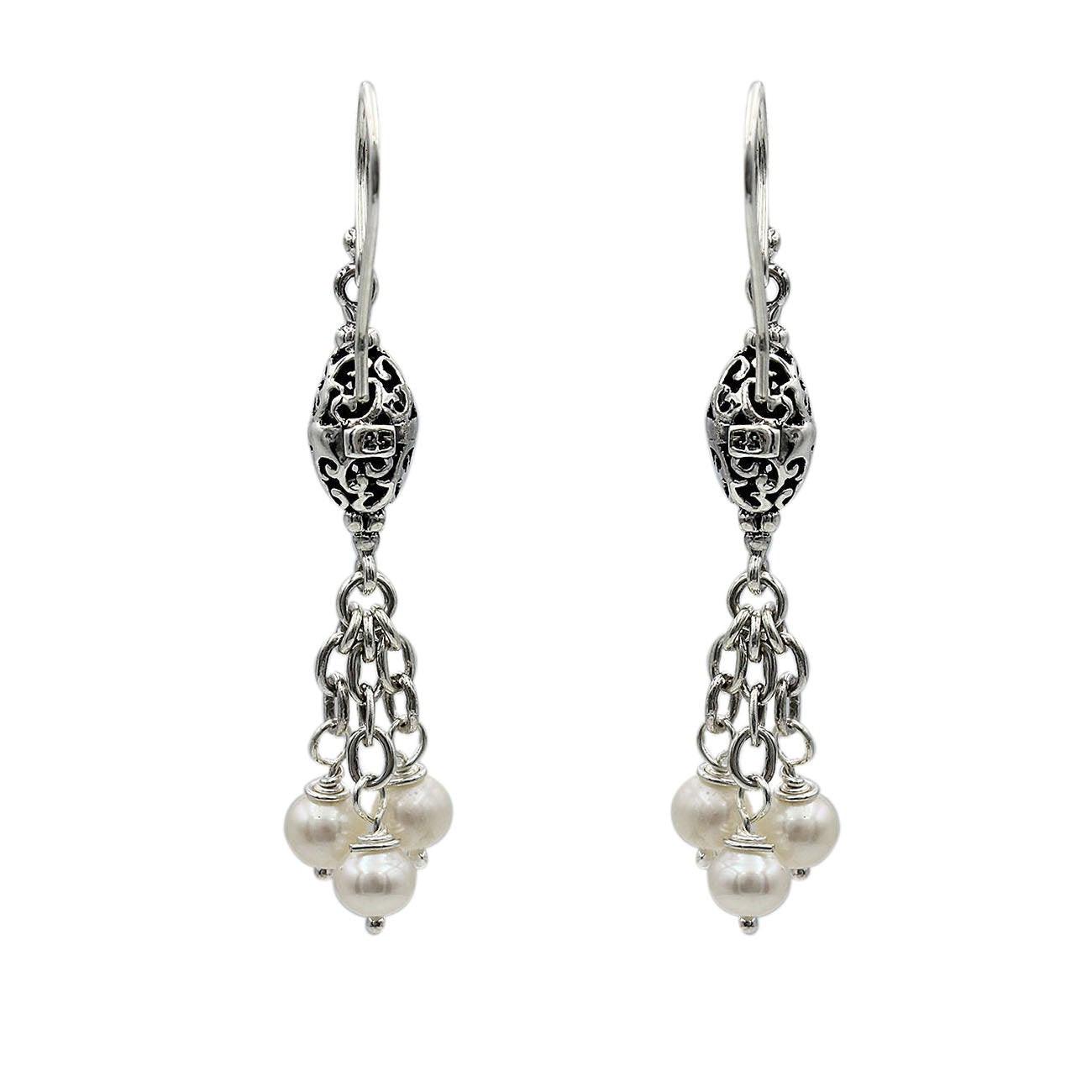 Handmade Fresh Water Pearl Large Dangle Drop Earrings in 925 Sterling Silver - 5 cm - Inspiring Jewellery