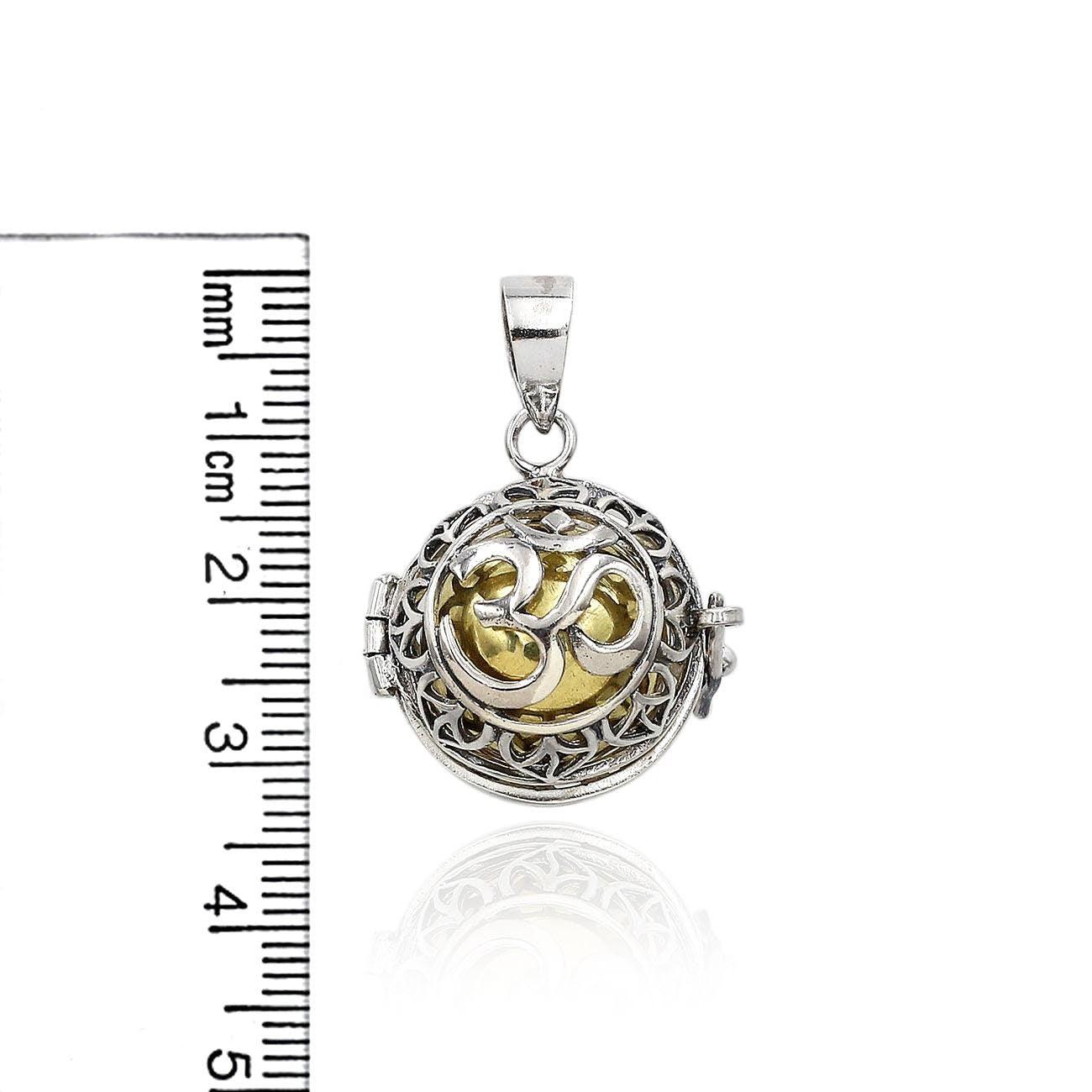 OM Meditation 925 Sterling Silver Harmony Ball Pendant Necklace with Chain - 3.0 Cm - Inspiring Jewellery