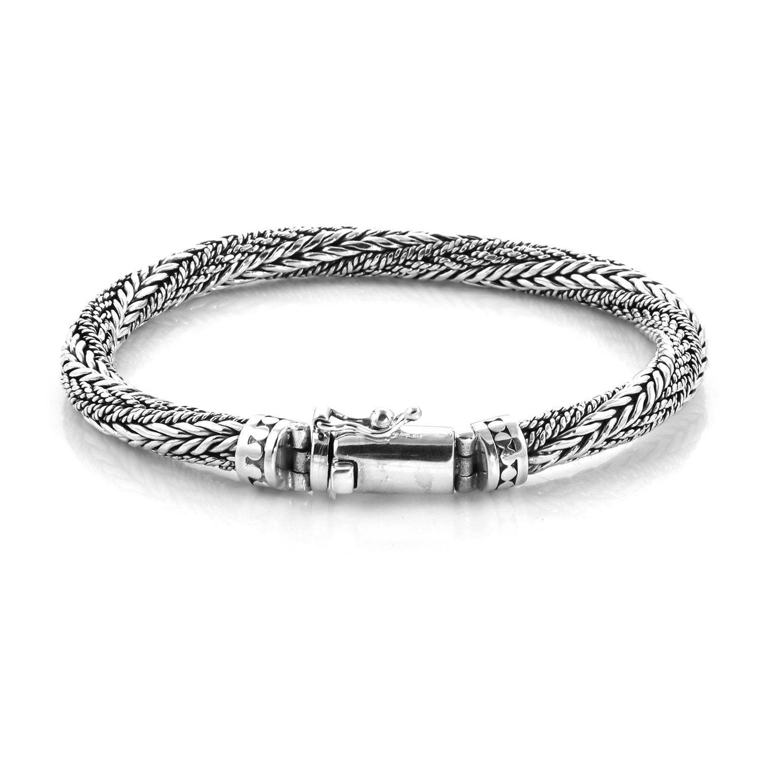 Bali Hand WEAVED twisted SNAKE Chain Bracelet in Solid 925 Sterling Silver - Inspiring Jewellery
