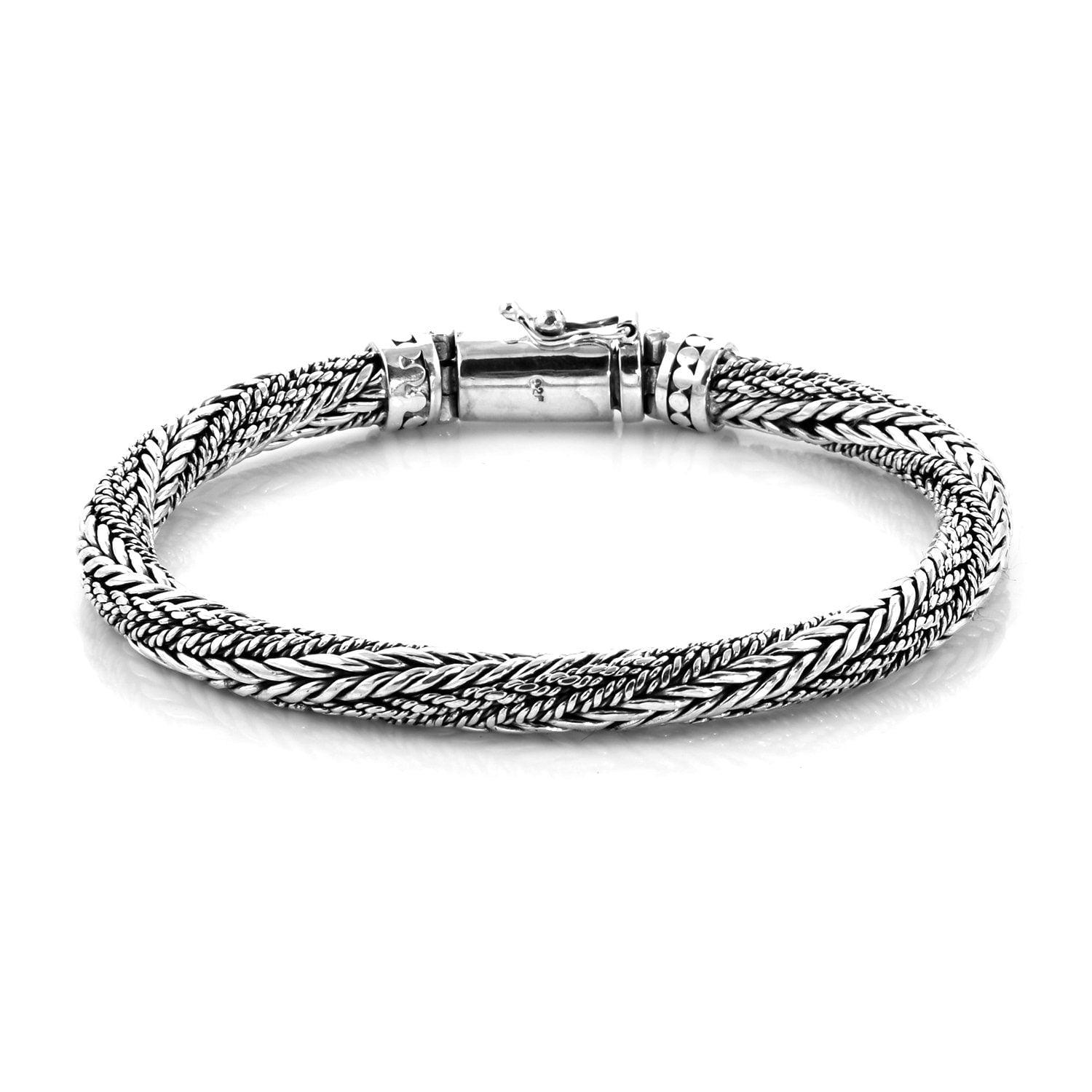 Bali Hand WEAVED twisted SNAKE Chain Bracelet in Solid 925 Sterling Silver - Inspiring Jewellery