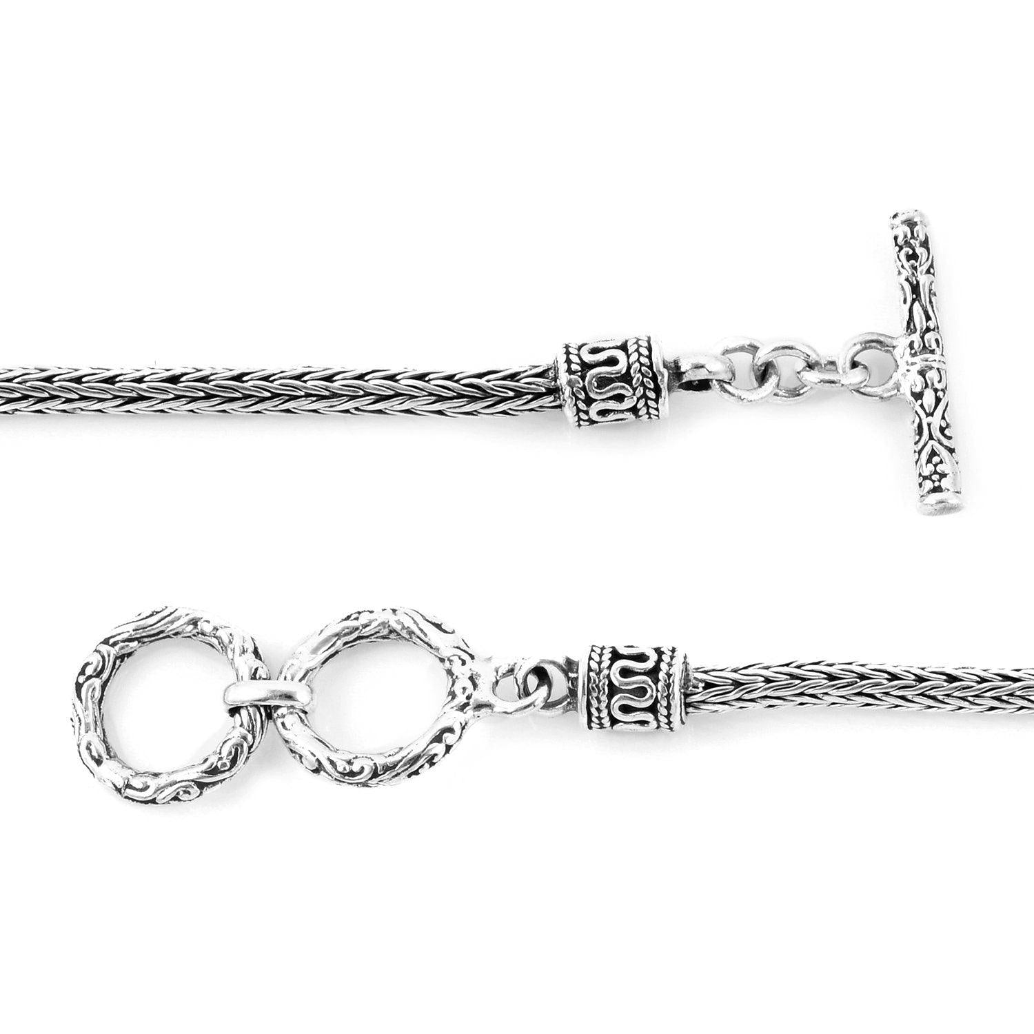 Handmade Floral Bali Bar Bracelet in Solid 925 Sterling Silver 12 grams 7-7.5 Inches - Inspiring Jewellery
