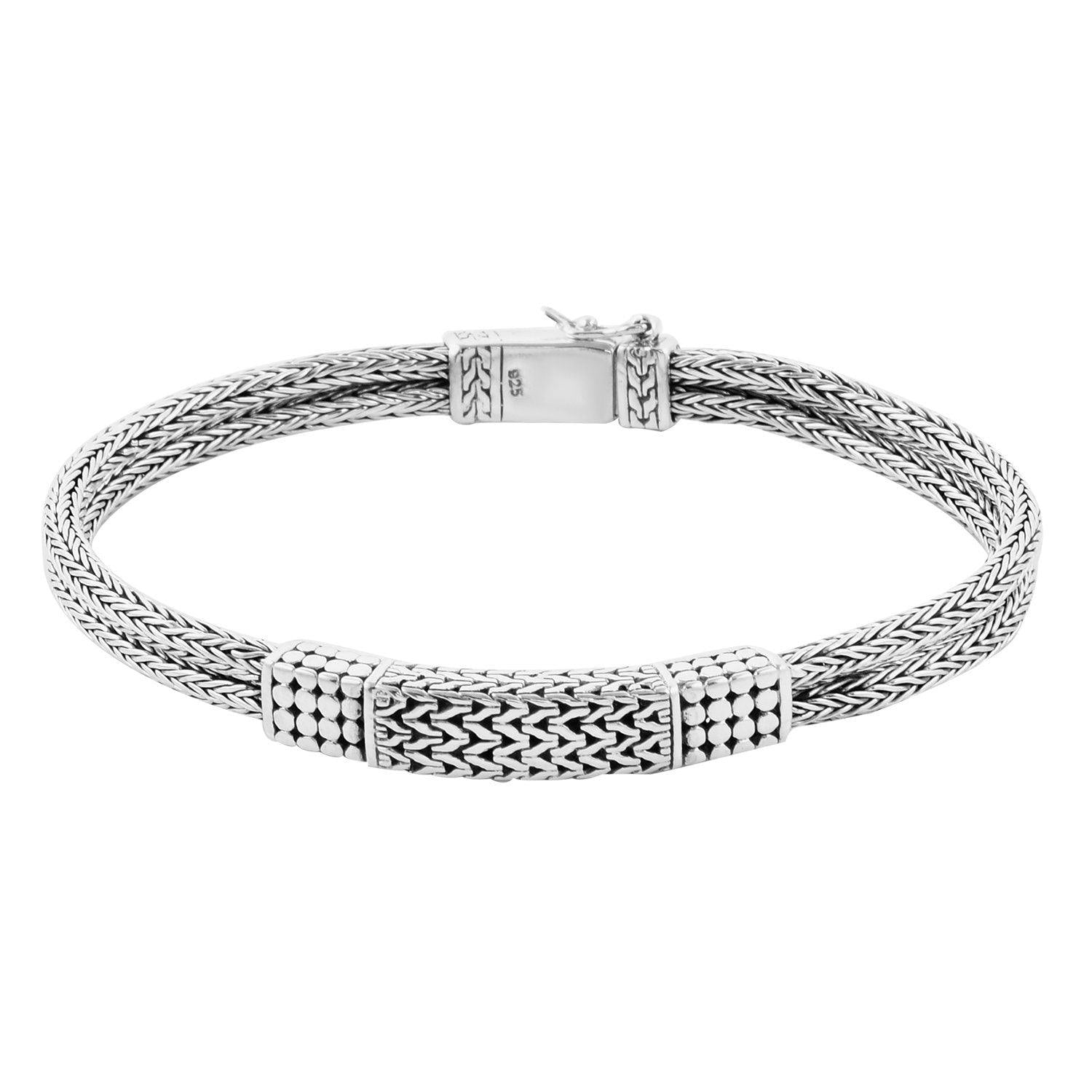UNISEX Snake Chain Tag Bracelet Handmade in 925 Sterling Silver 7 mm Chain 8.25 - 9 Inches - Inspiring Jewellery