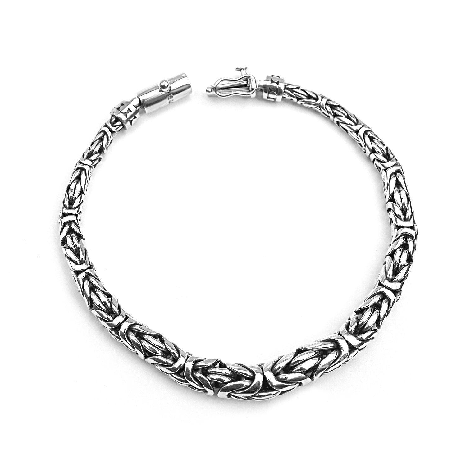 Handmade 8 mm Solid 925 Sterling Silver BYZANTINE Graduating Chain Bracelet 7.5" 9" - Inspiring Jewellery