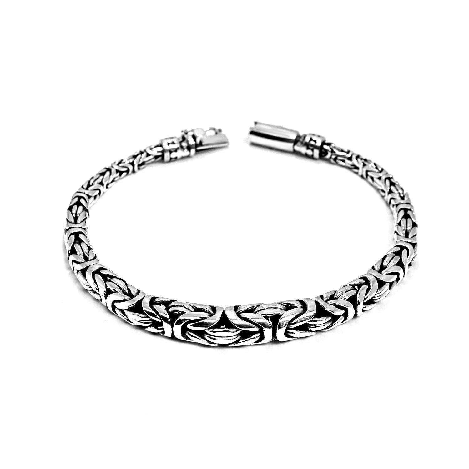 Handmade 8 mm Solid 925 Sterling Silver BYZANTINE Graduating Chain Bracelet 7.5" 9" - Inspiring Jewellery