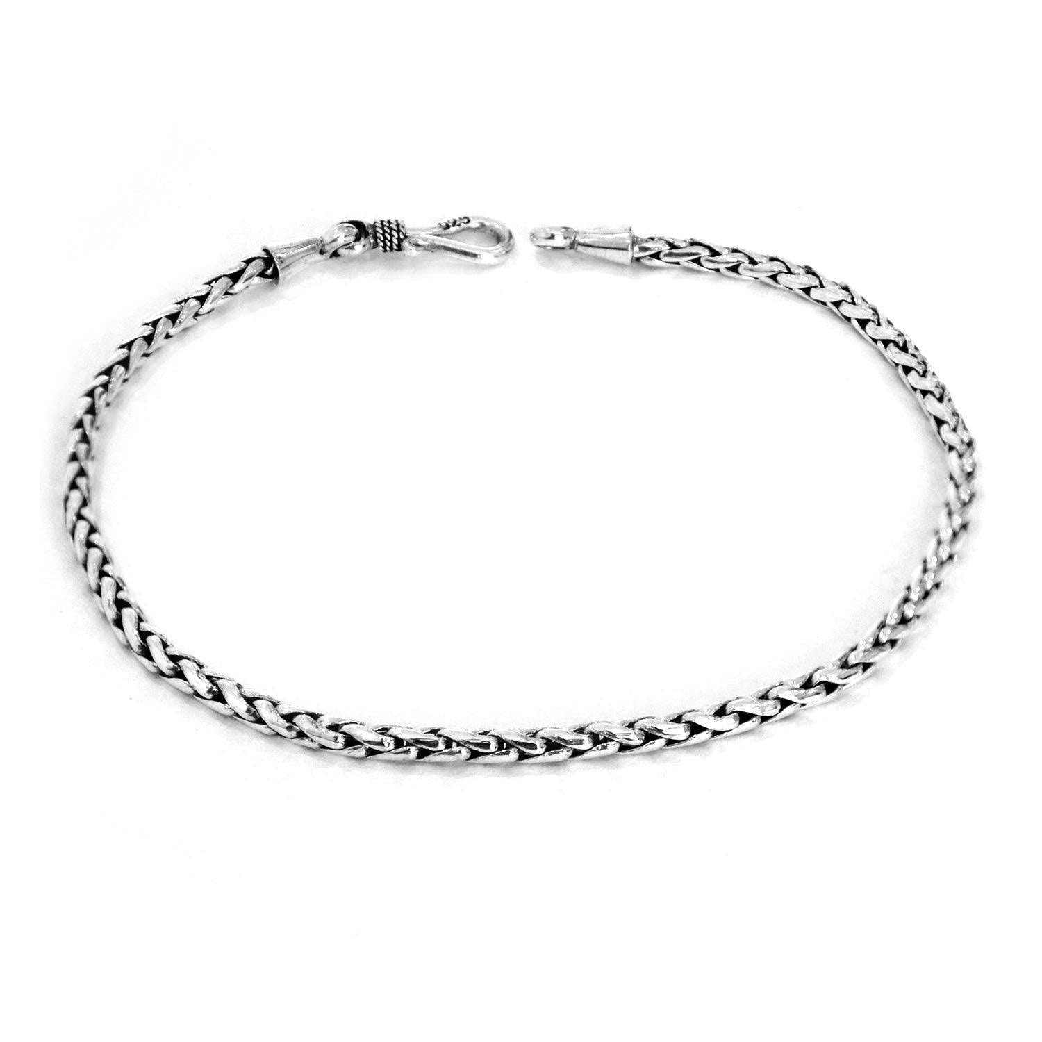 Bali Solid WHEAT Chain Bracelet in 925 Sterling Silver Handmade - 2.5 mm - Inspiring Jewellery