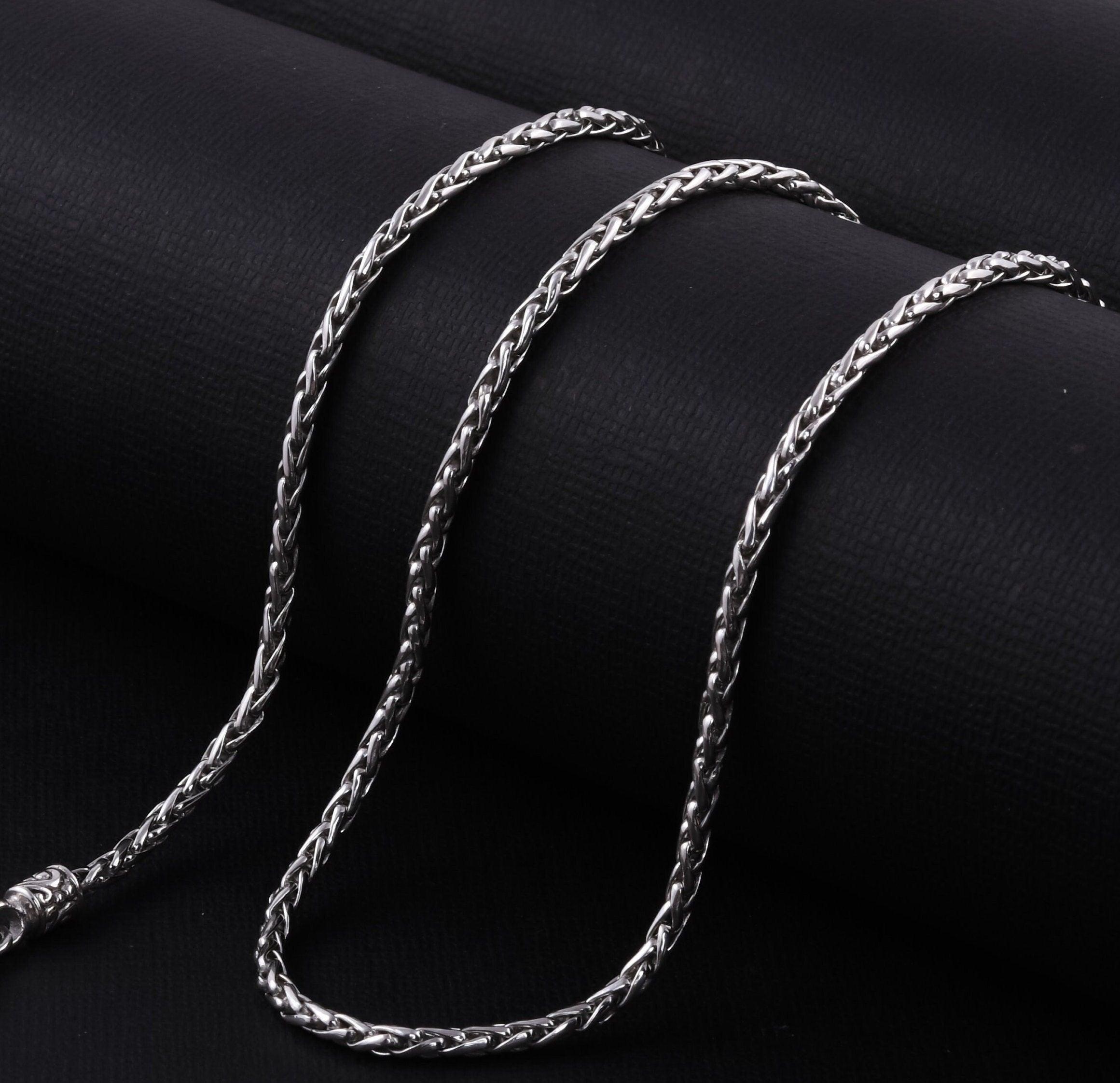 Bali WHEAT Chain Necklace in 925 Sterling Silver Handmade 2.5 mm Byzantine