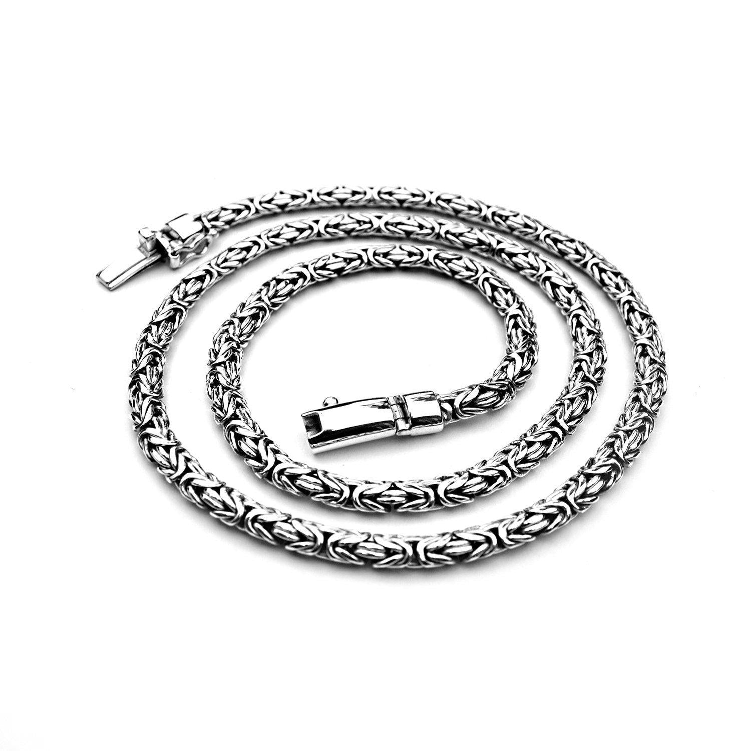 Unisex Handmade Solid Sterling Silver BYZANTINE Chain Necklace 6mm - Inspiring Jewellery